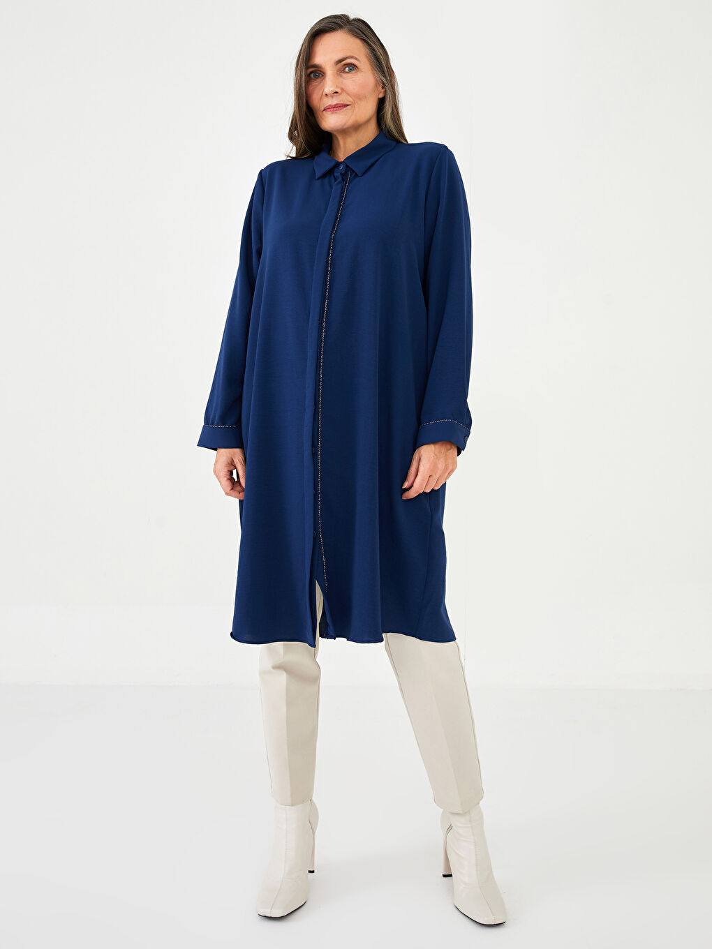 LCW Grace Plain Long Sleeve Women's Shirt Tunic -S2CI31Z8-HSD