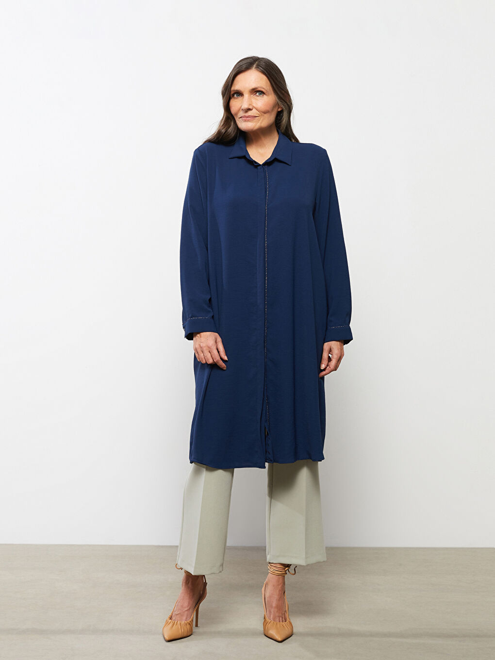 LCW Grace Plain Long Sleeve Women's Shirt Tunic -S2CI31Z8-HSD