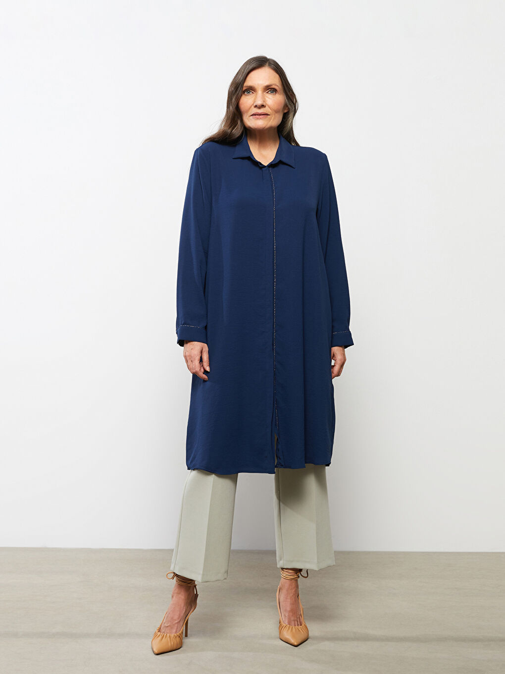 LCW Grace Plain Long Sleeve Women's Shirt Tunic -S2CI31Z8-HSD