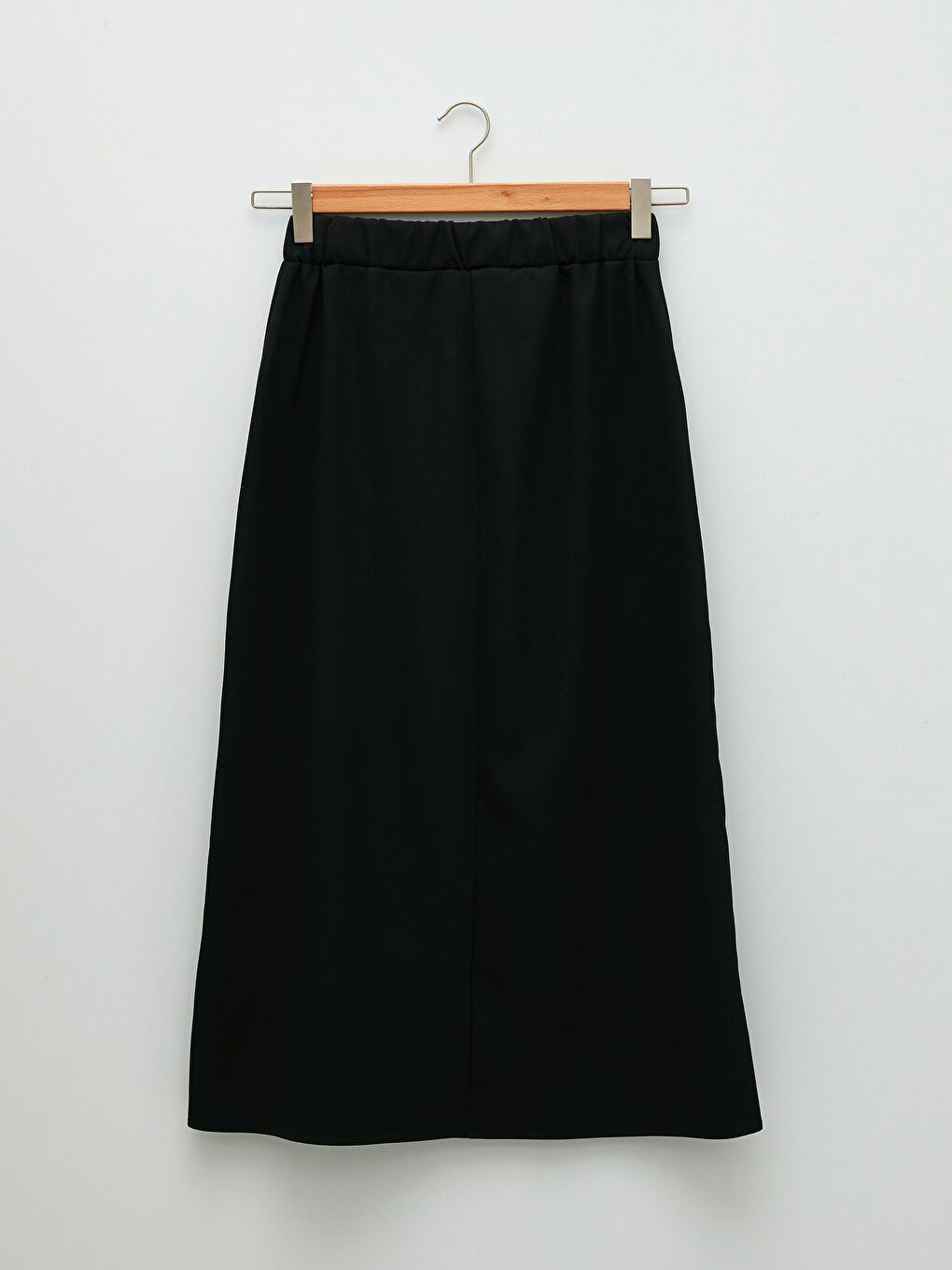 Siyah Beli Lastikli Düz A Kesim Kadın Etek-6