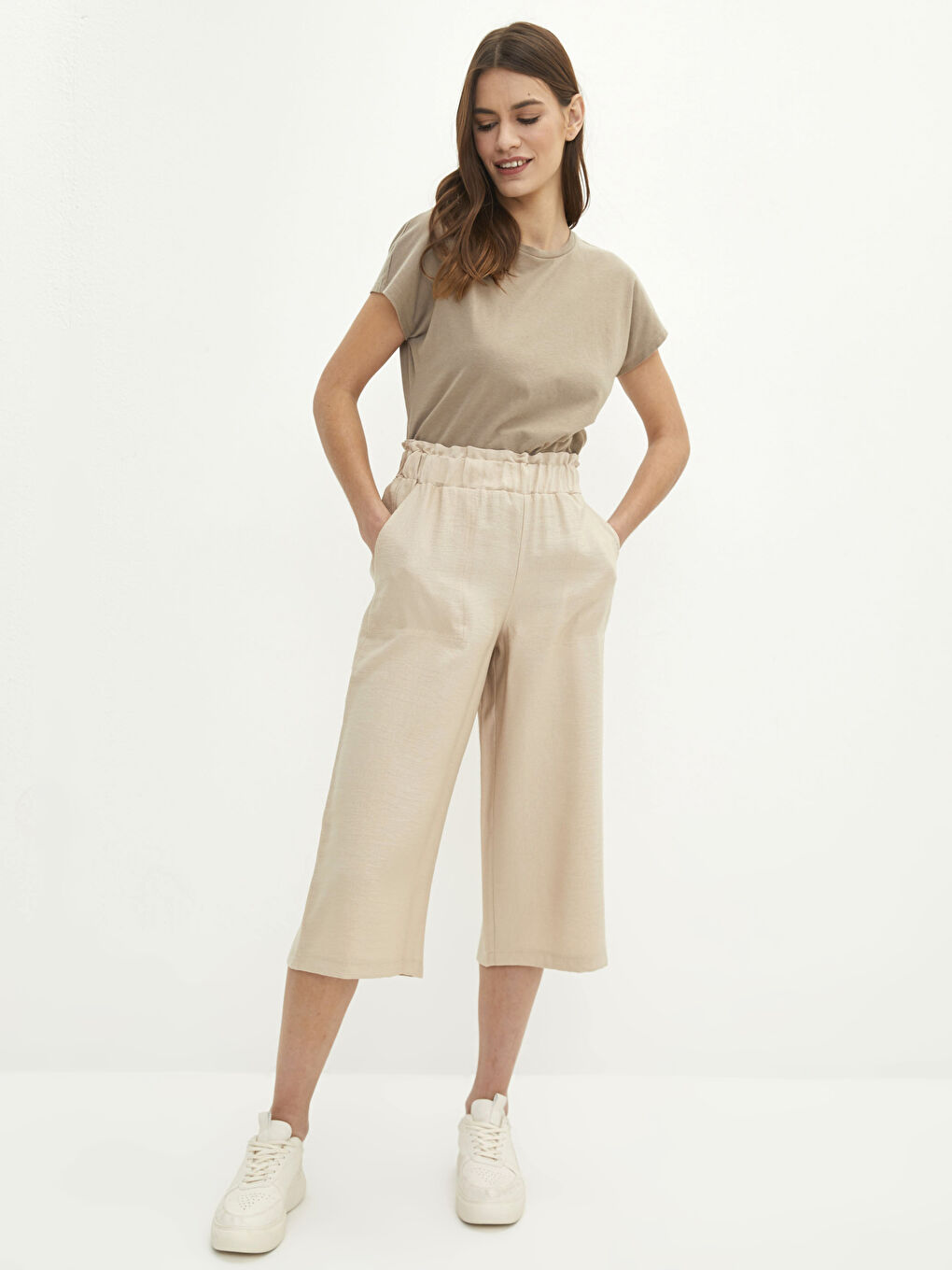 Women Flat Capri With Elastic Waist -S2CI50Z8-FFG