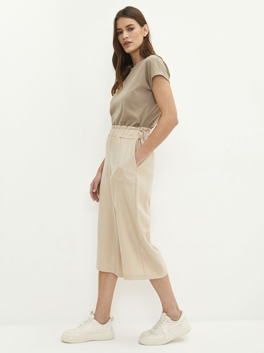 Women Flat Capri With Elastic Waist -S2CI50Z8-FFG