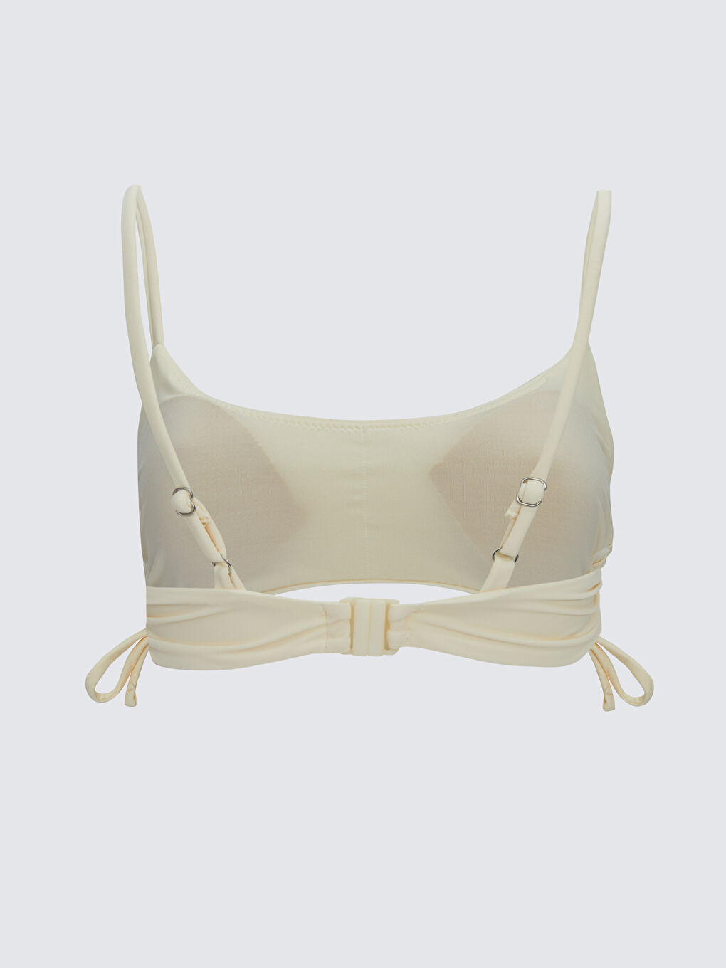 Ekru U Yaka Desenli Kadın Bikini Üst-1