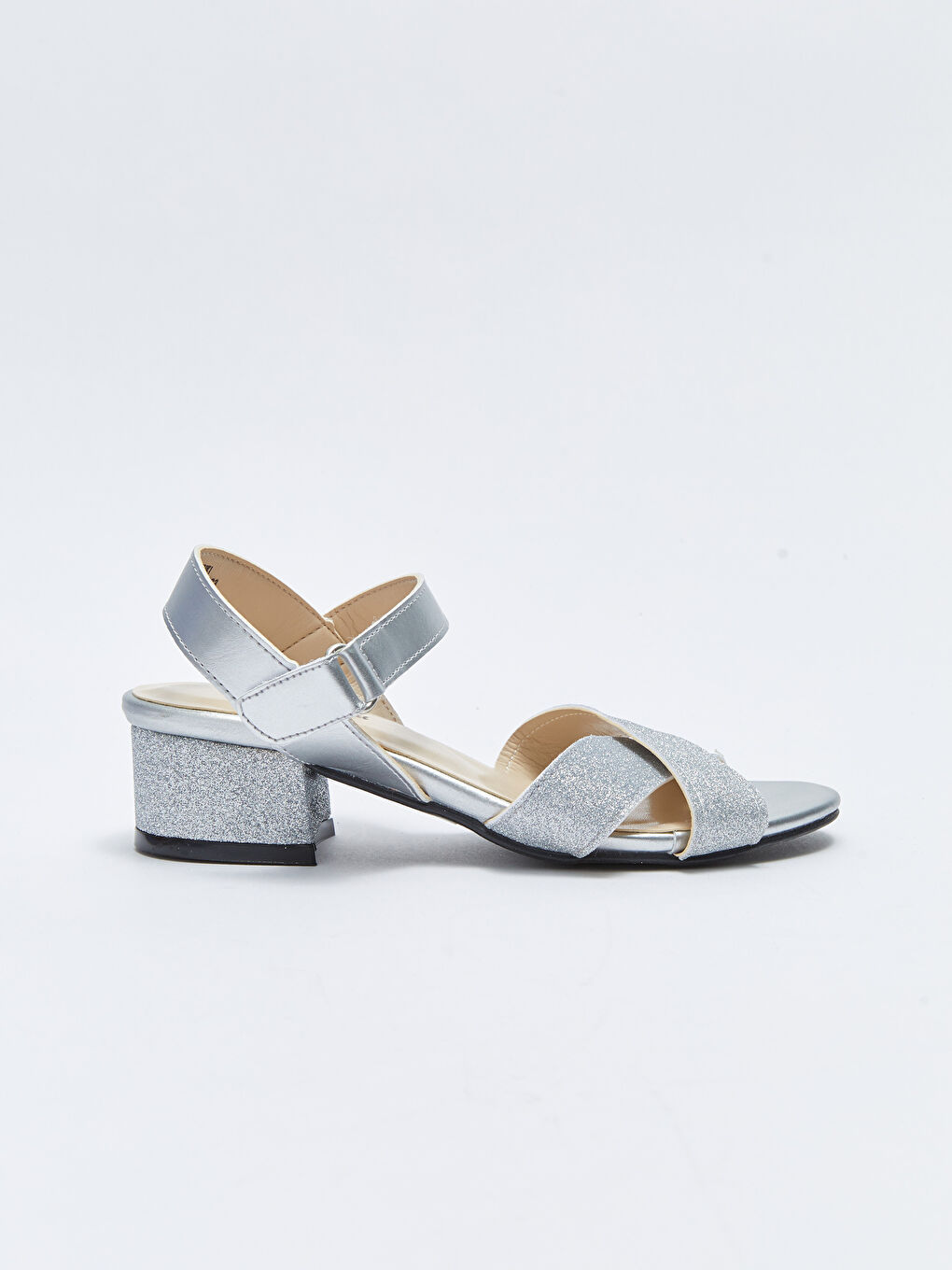 Cross-Band Hook-and-loop Girls' Heeled Sandals-1