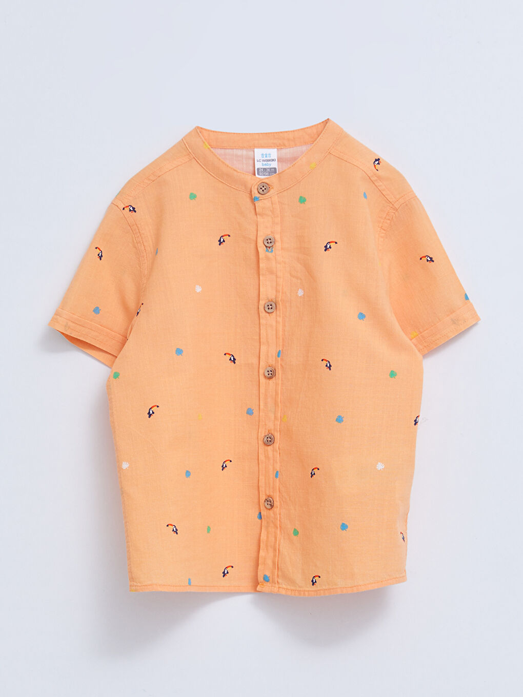 Chemise Bébé Garçon en Coton Imprimé à Manches Courtes avec Col Mao