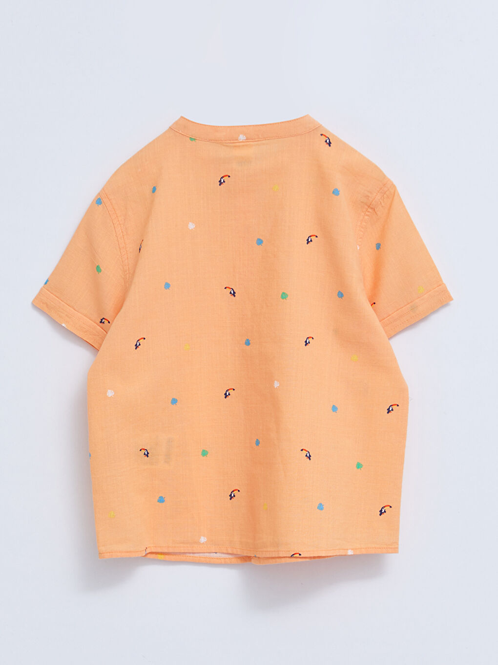 Chemise Bébé Garçon en Coton Imprimé à Manches Courtes avec Col Mao-1