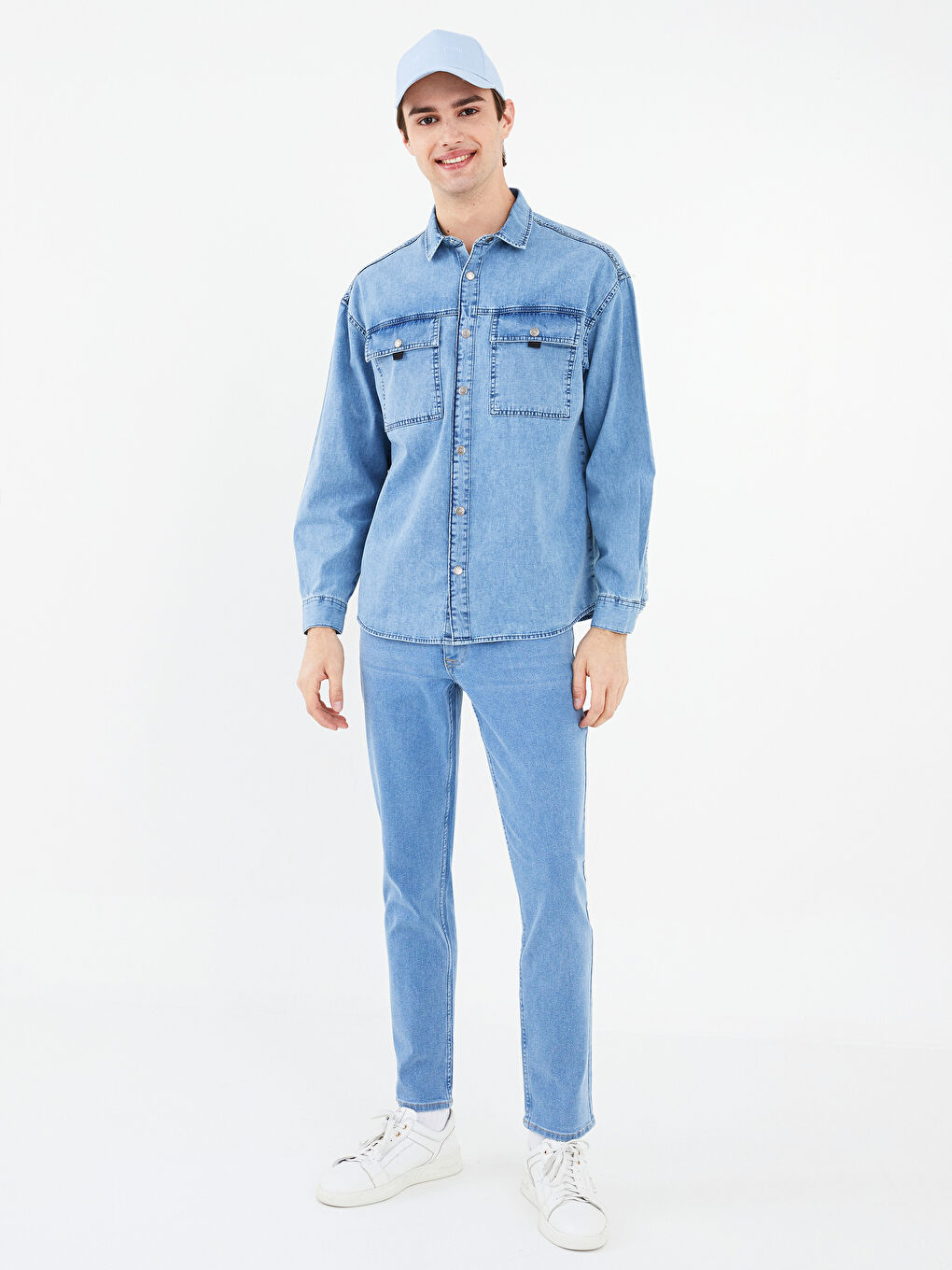 Oversized Long Sleeve Men's Jean Shirt-2