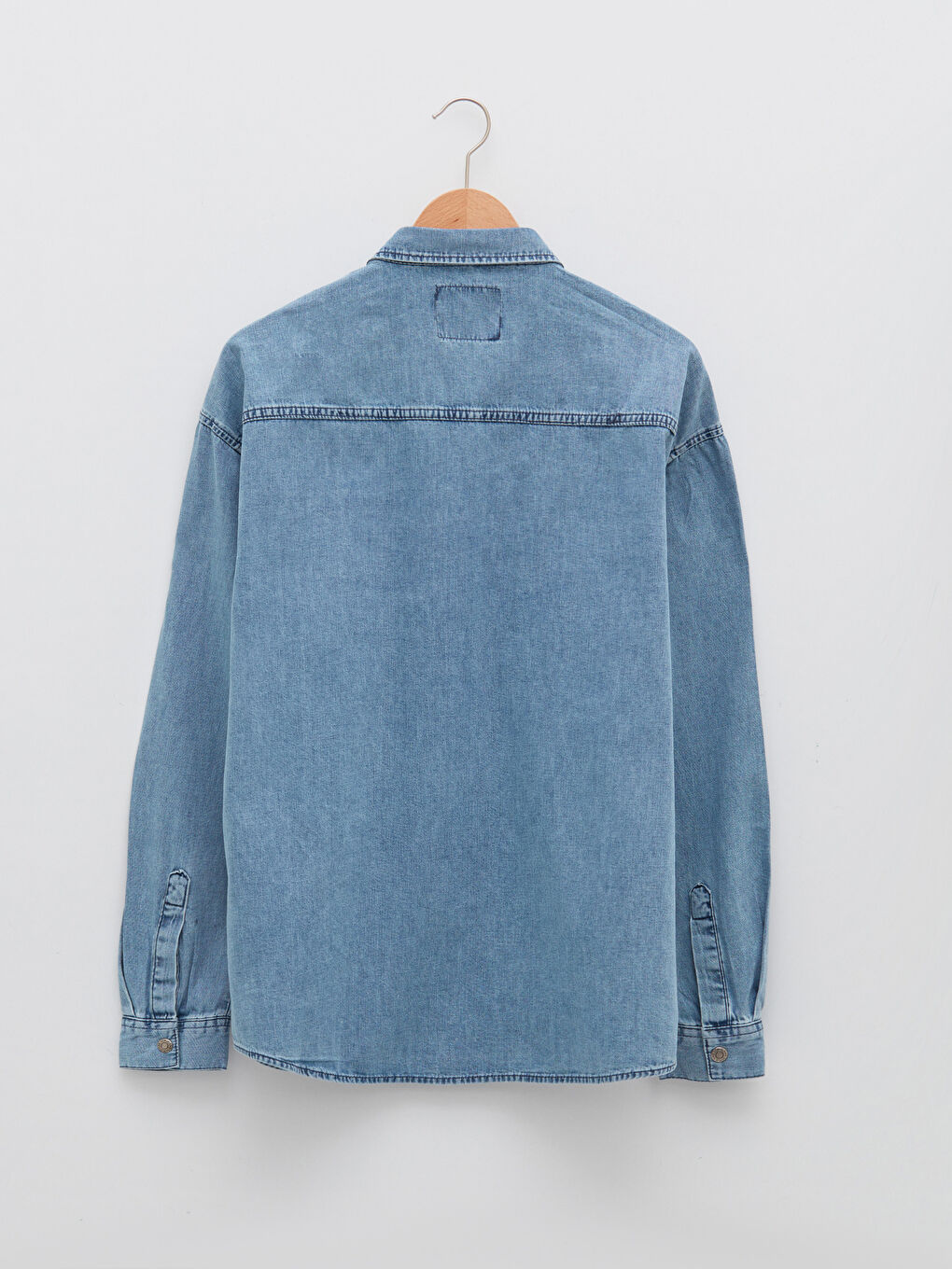 Oversized Long Sleeve Men's Jean Shirt-6