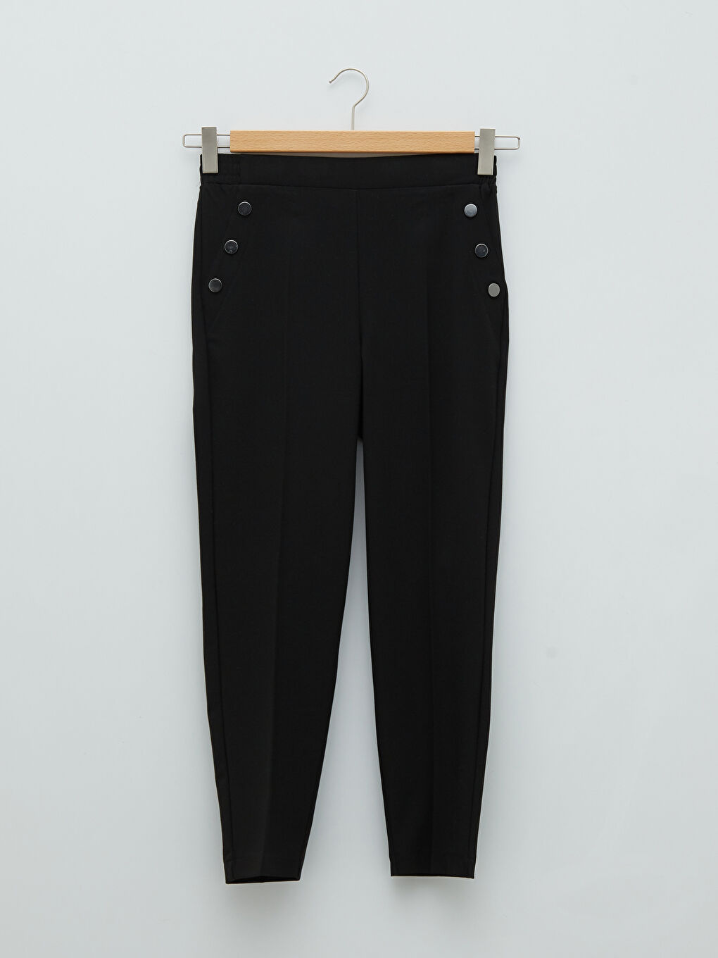 Elastic Waist Regular Pocket Detailed Women's Trousers-5