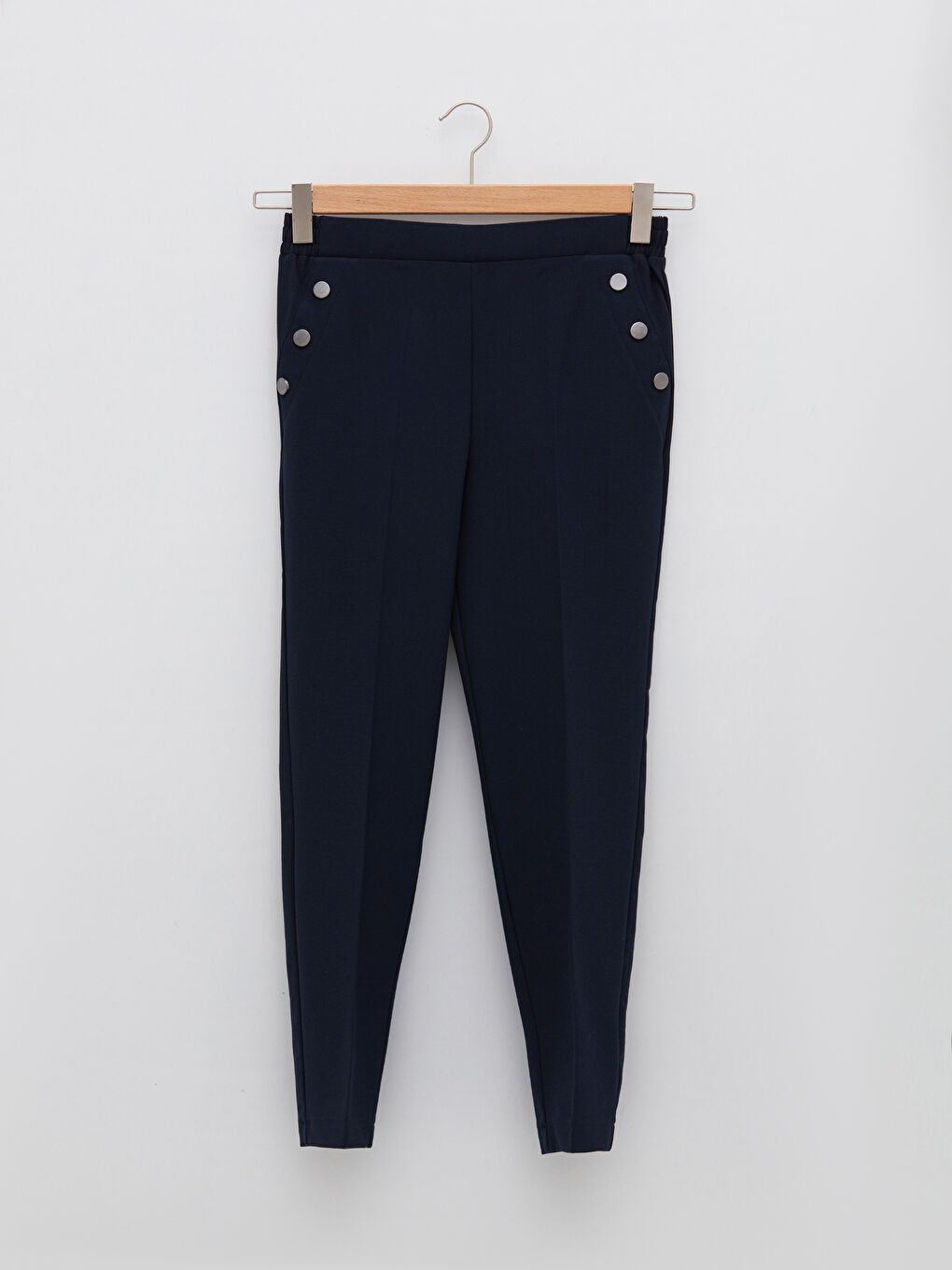 Elastic Waist Regular Pocket Detailed Women's Trousers-5