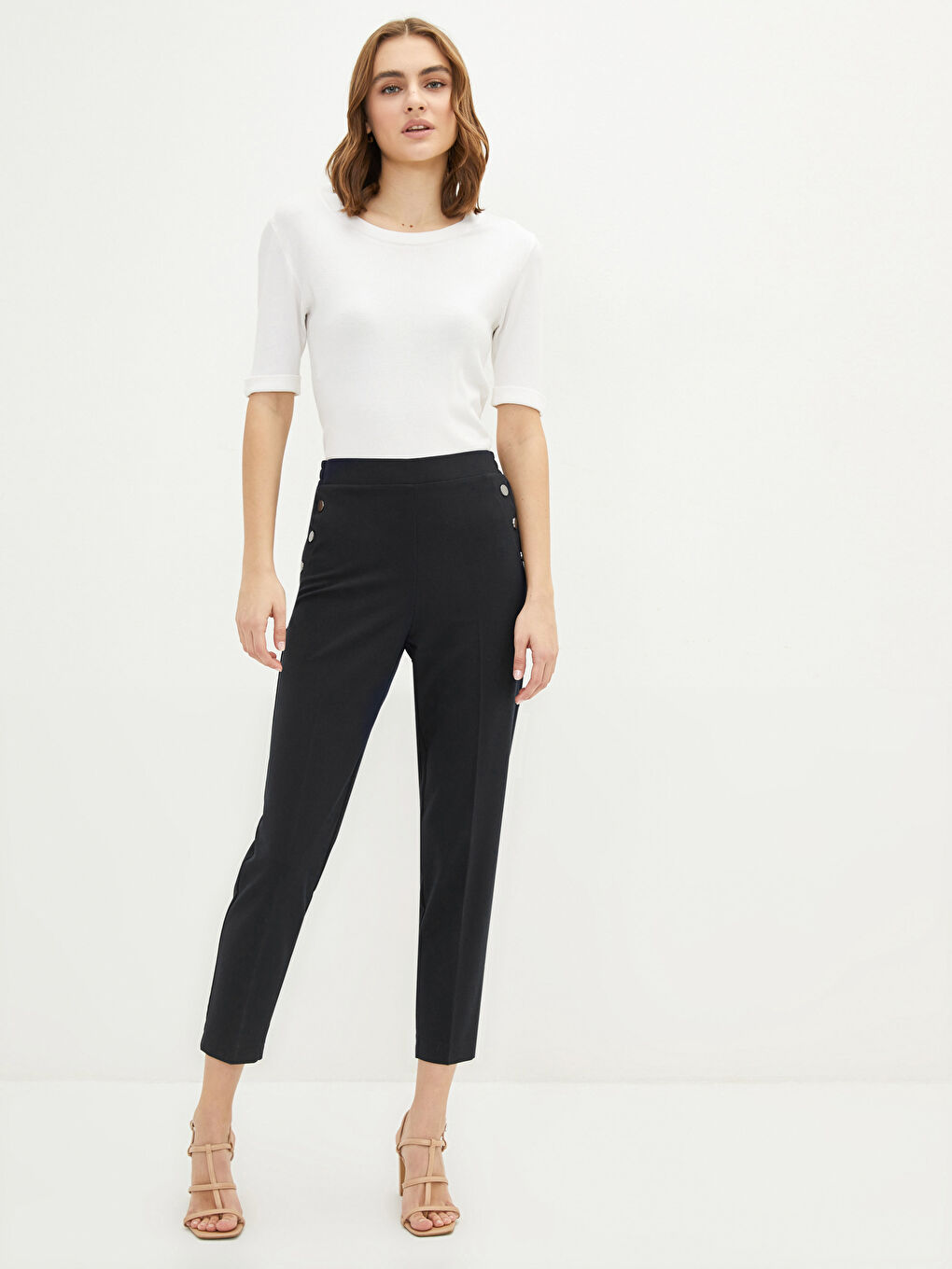 Elastic Waist Regular Pocket Detailed Women's Trousers