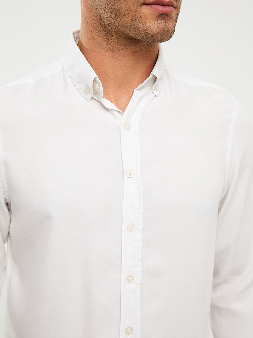 Chemise pour Hommes à Manches Longues en Popeline Coupe Régulière-3