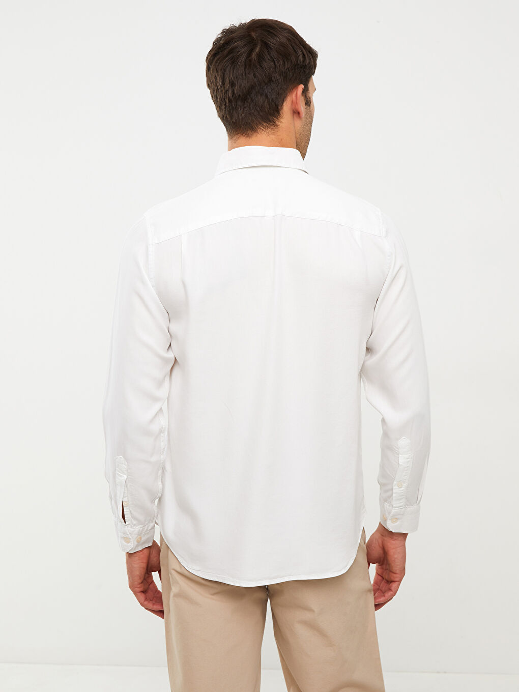 Chemise pour Hommes à Manches Longues en Popeline Coupe Régulière-4