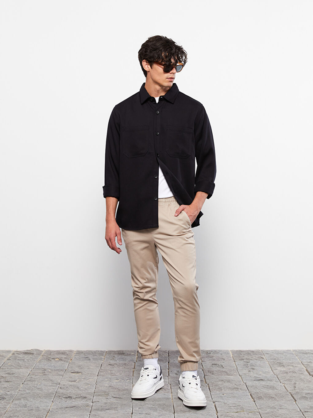 Slim Fit Twill Men's Jogger Trousers