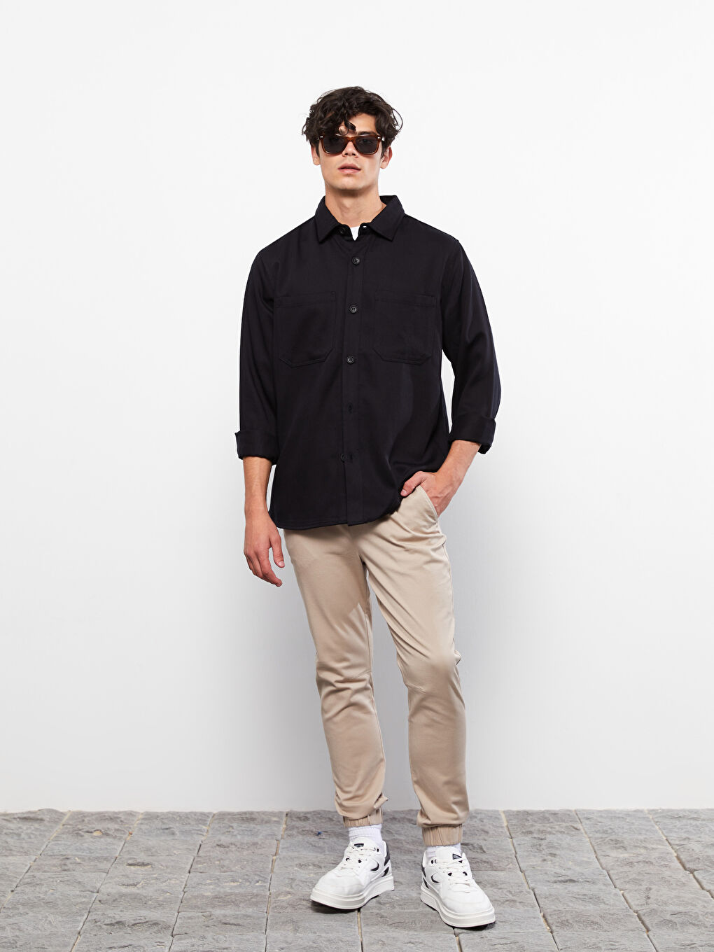 Slim Fit Twill Men's Jogger Trousers-1