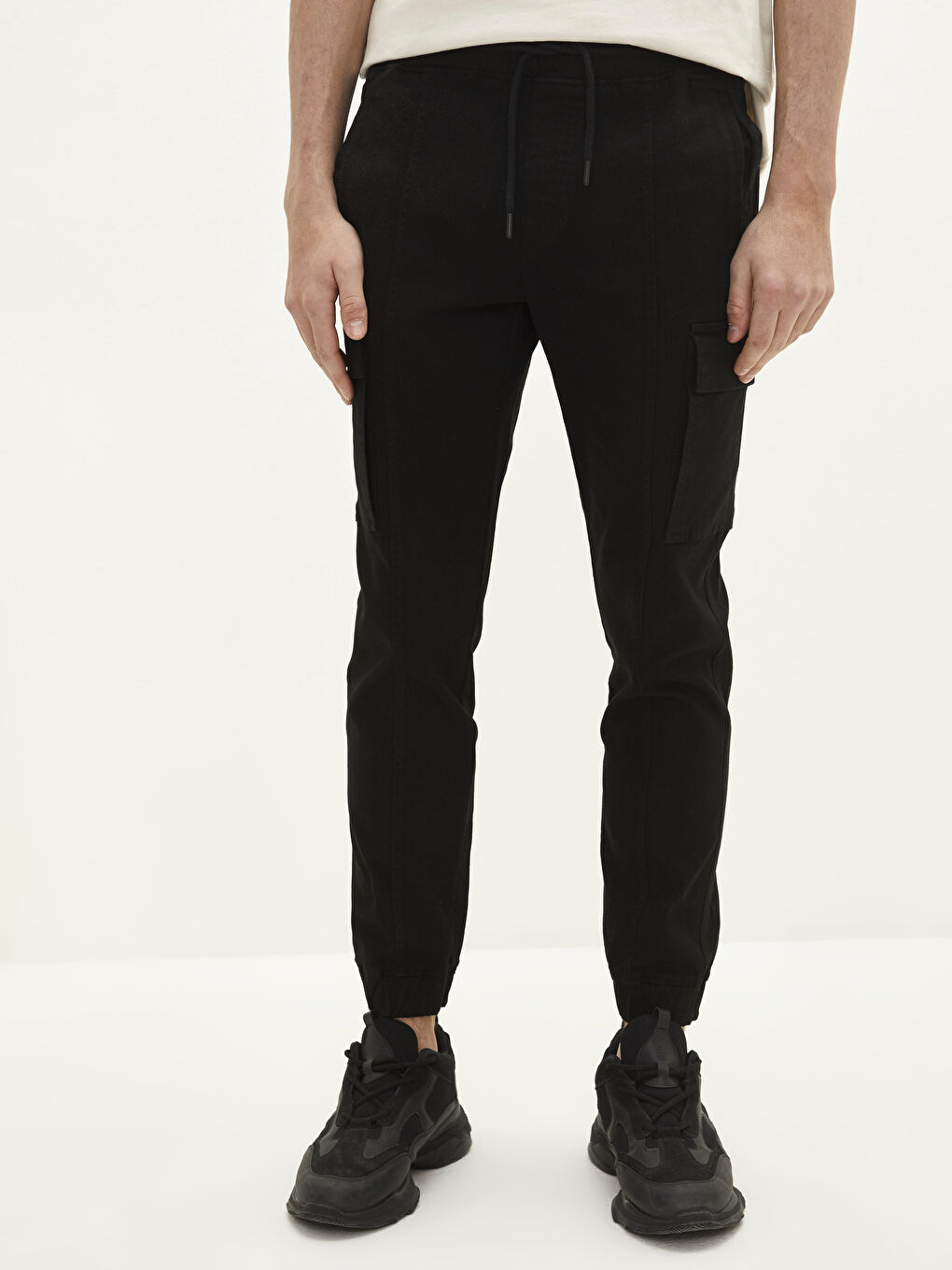 Siyah Slim Fit Erkek Kargo Pantolon-2