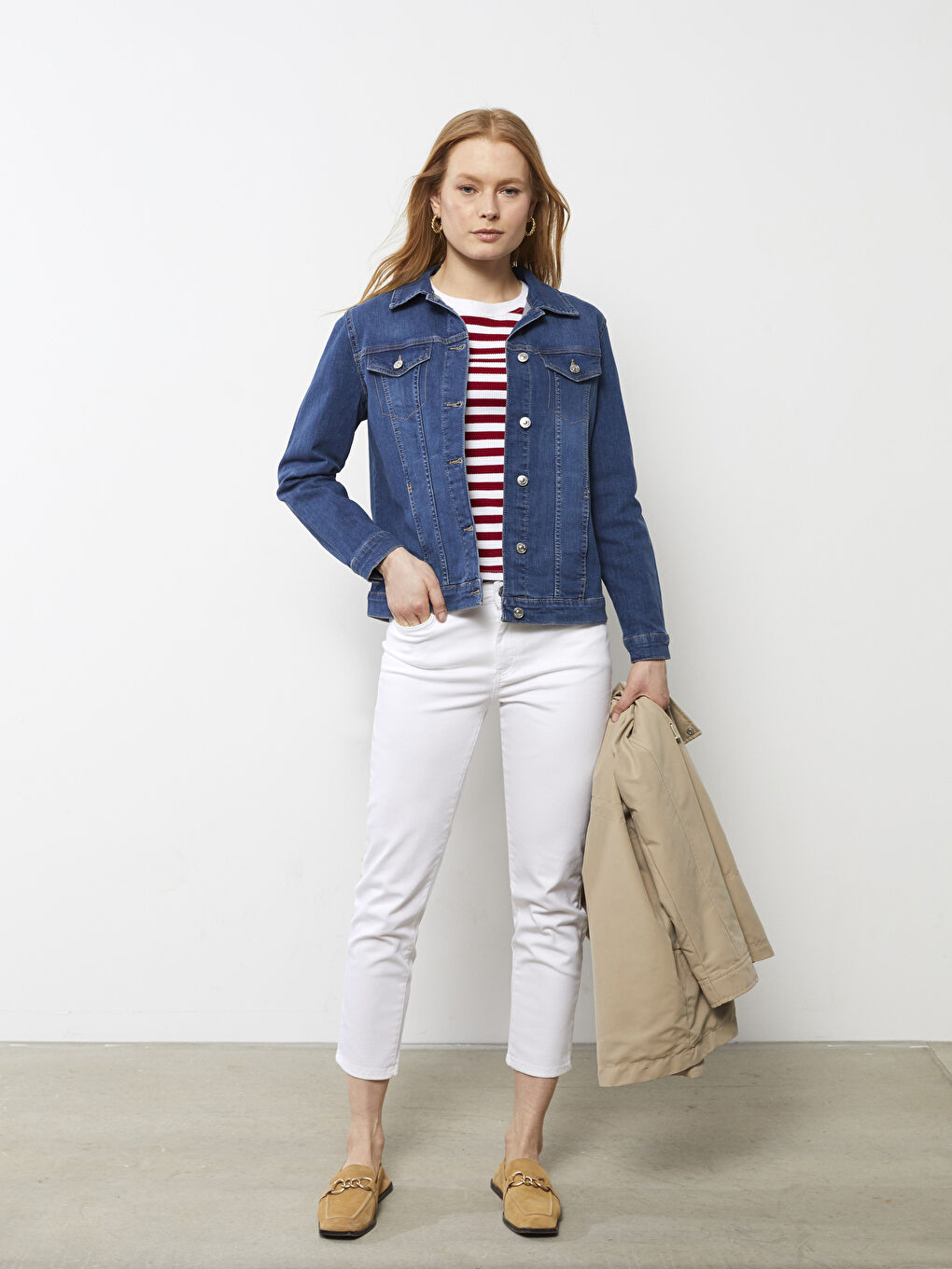 Geacă din denim Rodeo cu guler de cămașă, detalii cu buzunar și mânecă lungă pentru femei-2