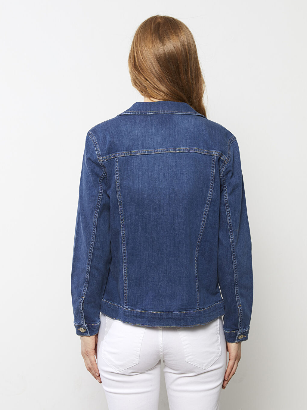 Geacă din denim Rodeo cu guler de cămașă, detalii cu buzunar și mânecă lungă pentru femei-4