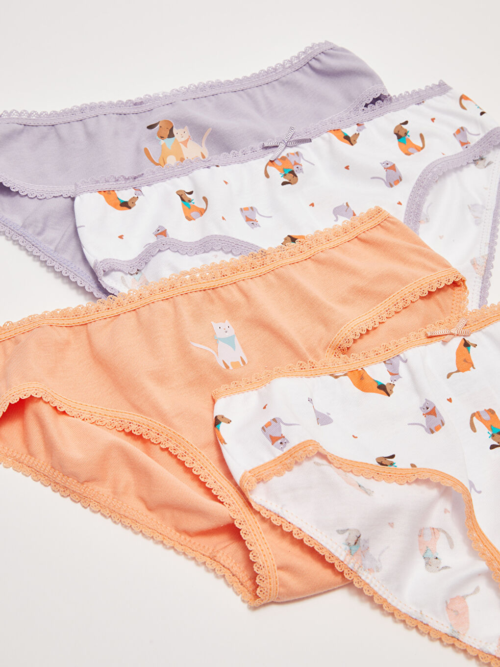 LCW Kids Lila Baskılı Pamuklu Kız Çocuk Külot 4'lü - 1