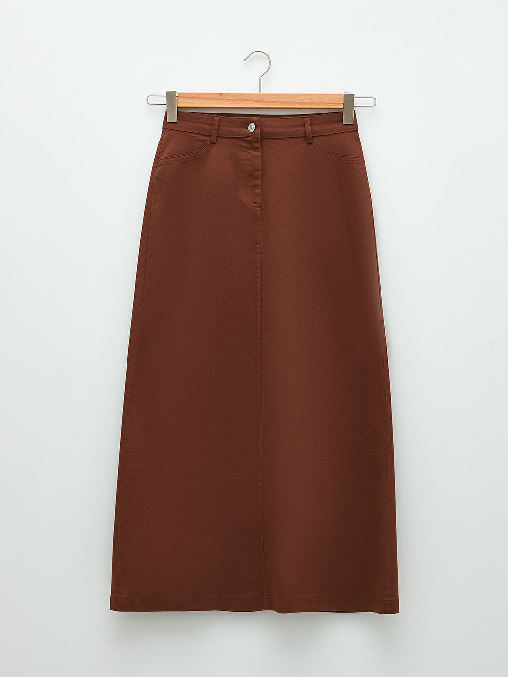 Standard Fit Plain Pocket Detailed Women's Gabardine Women's Skirt-5