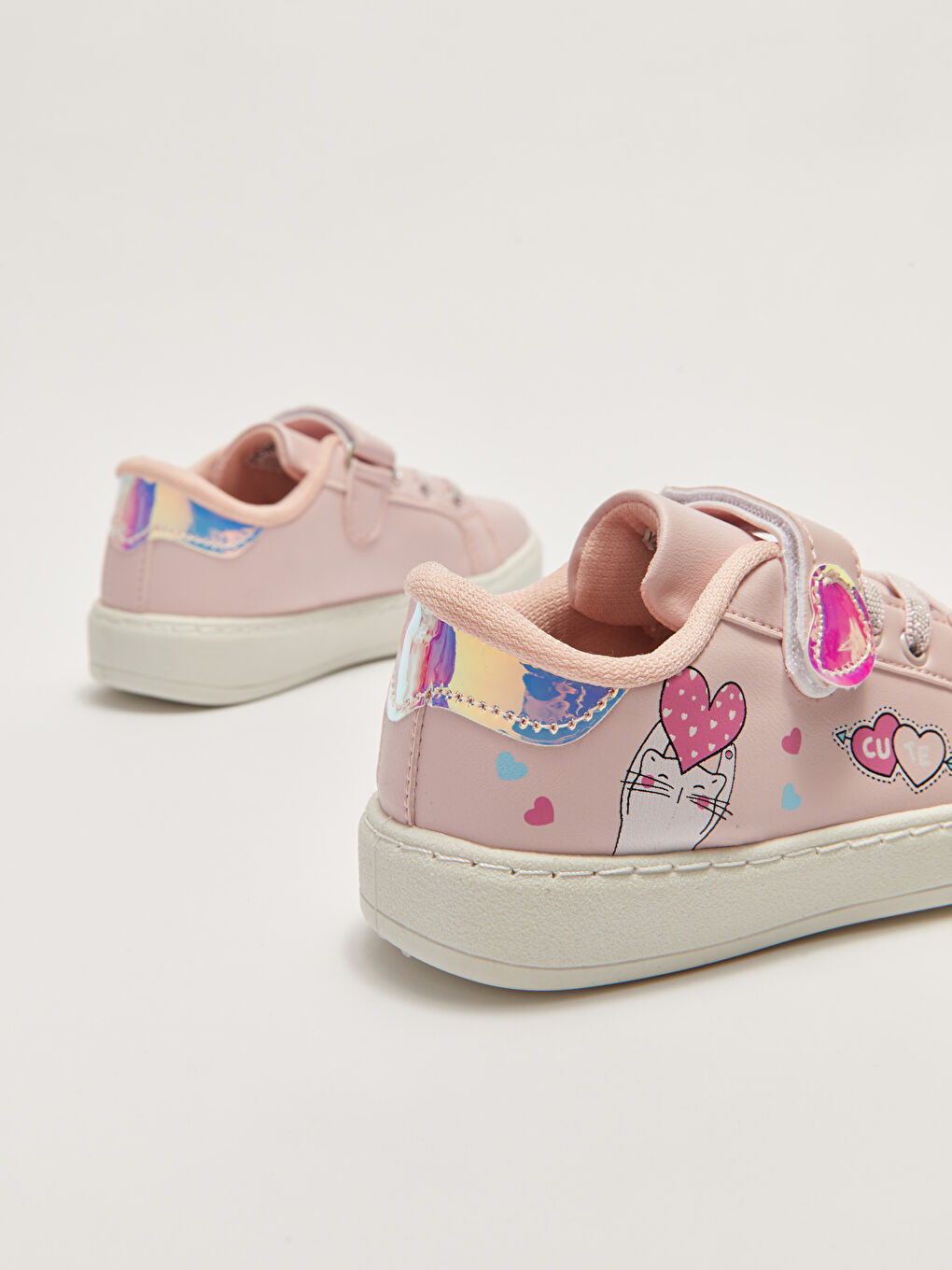 Pembe Baskılı Bağcık ve Cırt Cırtlı Kız Çocuk Spor Ayakkabı-4