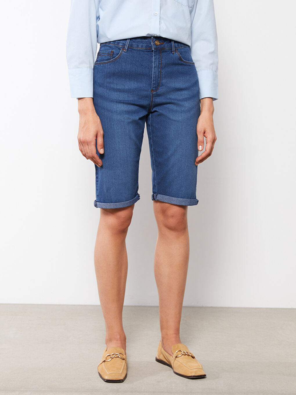 Slim Fit Straight Pocket Detailed Women's Rodeo Jean Shorts -S2CJ85Z8-H45