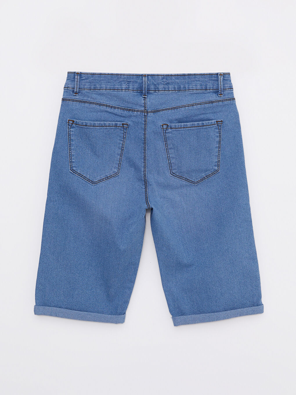 İndigo Kadın Dar Fit Düz  Jean Şort-6