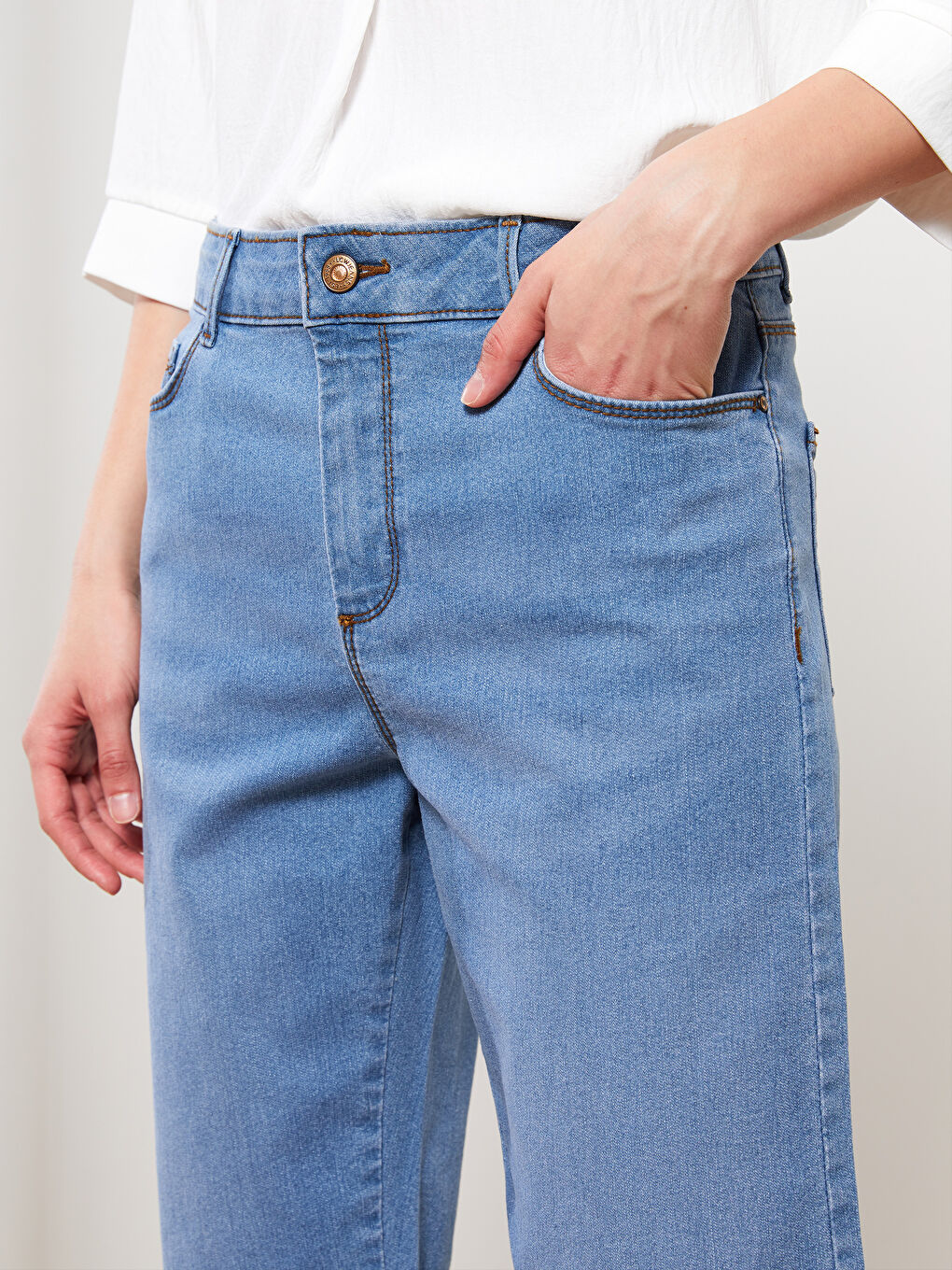 İndigo Kadın Dar Fit Düz  Jean Şort-2