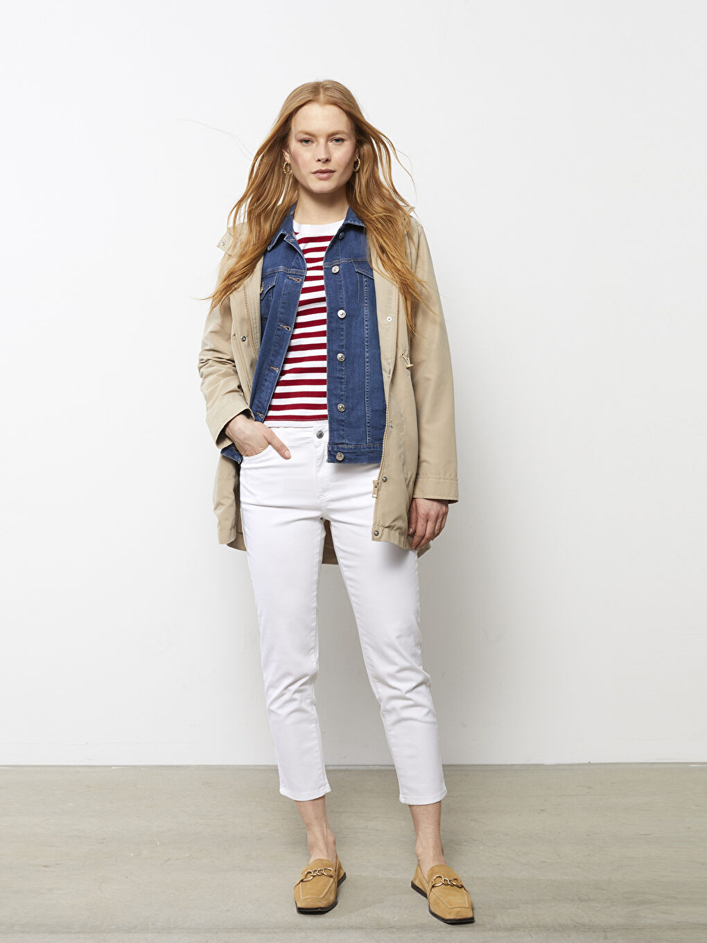 Beyaz Yüksek Bel Slim Fit Kadın Jean Pantolon