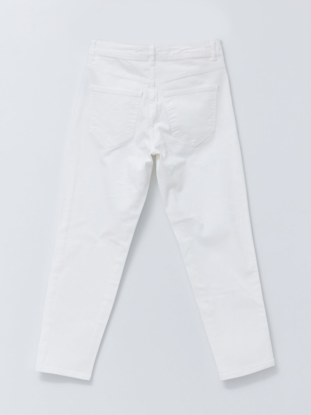 Beyaz Yüksek Bel Slim Fit Kadın Jean Pantolon-6