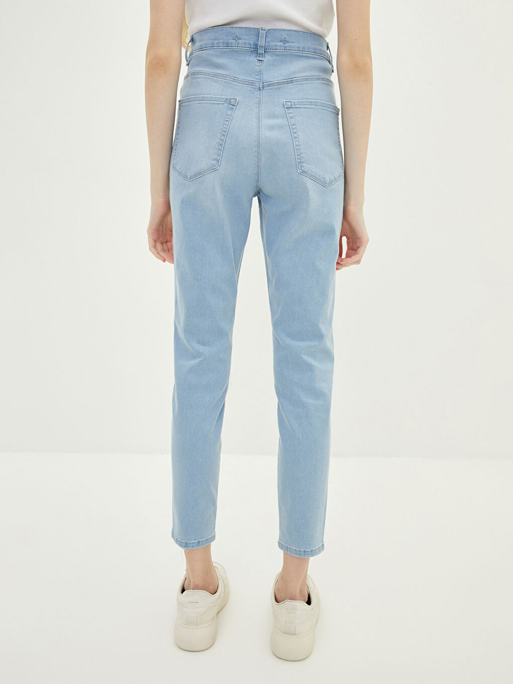 İndigo Yüksek Bel Slim Fit Kadın Jean Pantolon-3