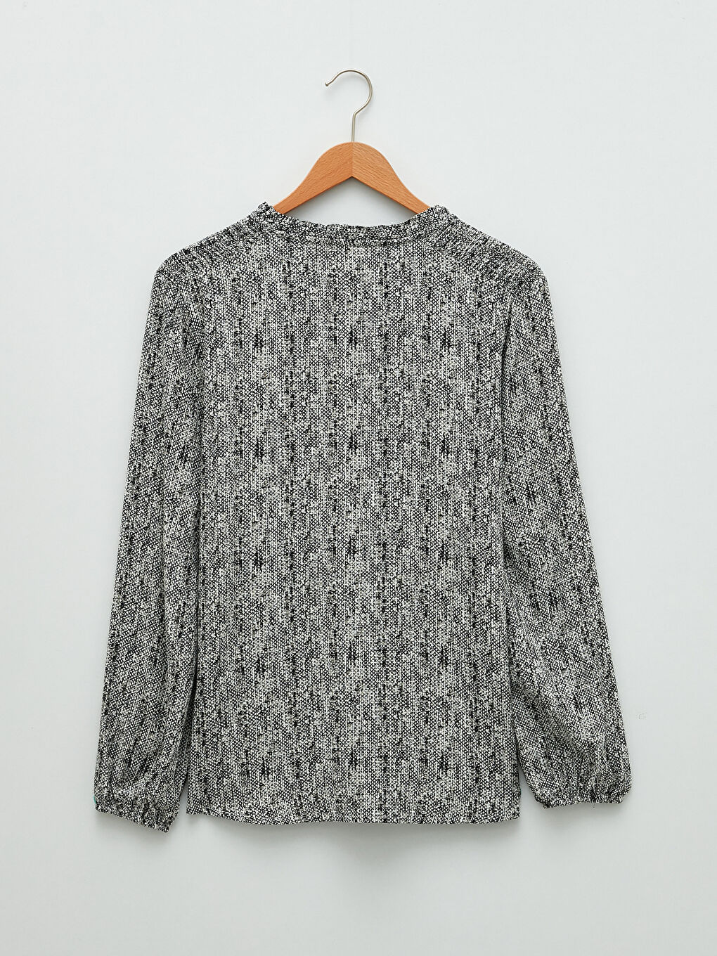 Frilly Tied Collar Patterned Long Sleeve Viscose Women's Blouse -S2CK29Z8-F9C