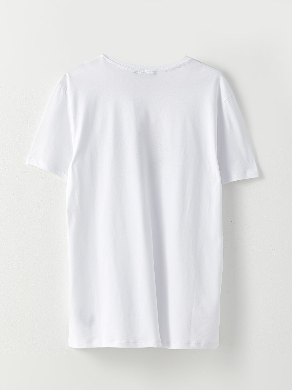 Beyaz Bisiklet Yaka Kısa Kol Baskılı Erkek Tişört-6