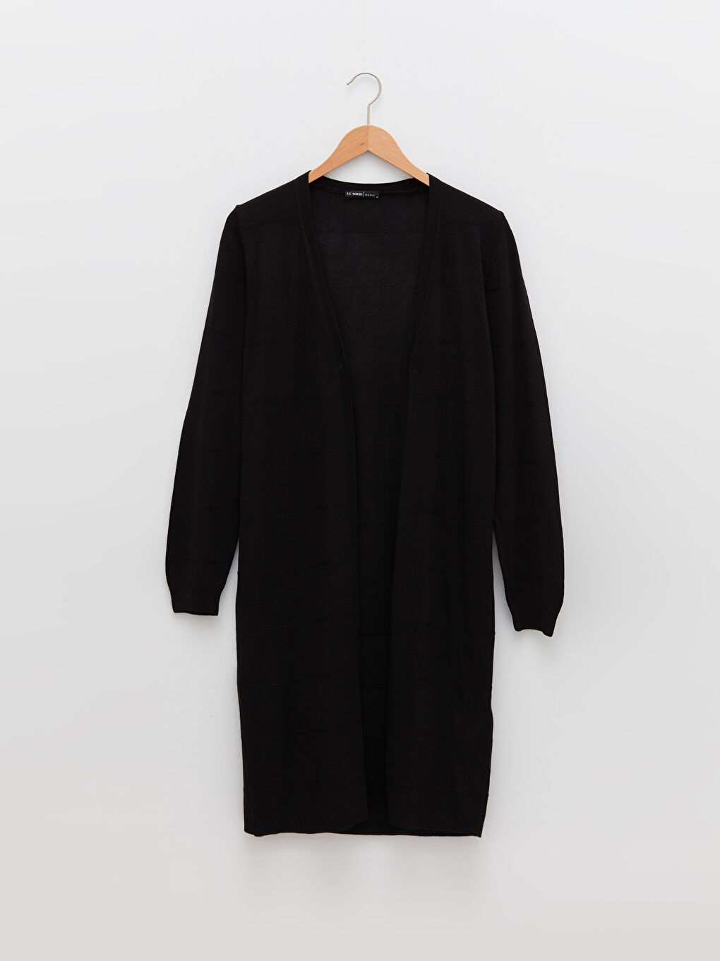 Siyah Şal Yaka Düz Uzun Kollu Kadın Triko Hırka-4