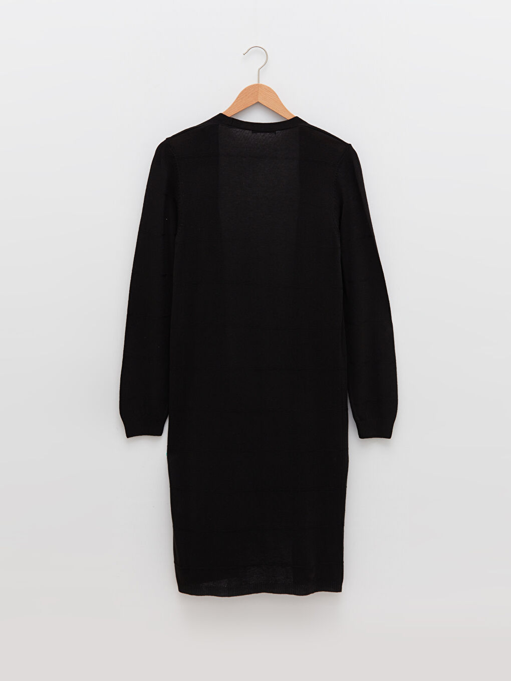 Siyah Şal Yaka Düz Uzun Kollu Kadın Triko Hırka-5