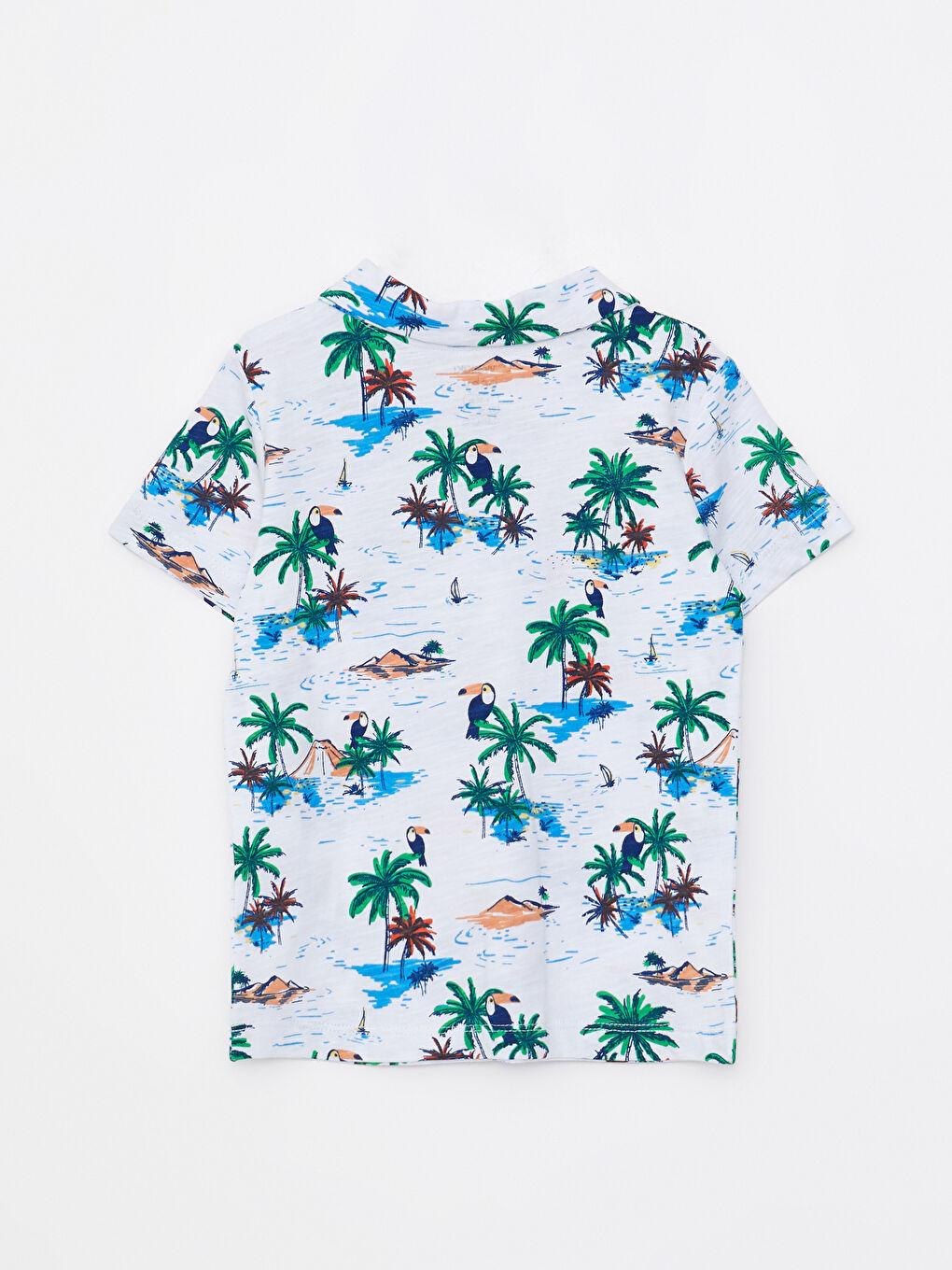 Polo Yaka Kısa Kollu Baskılı Pamuklu Erkek Bebek Tişört-1