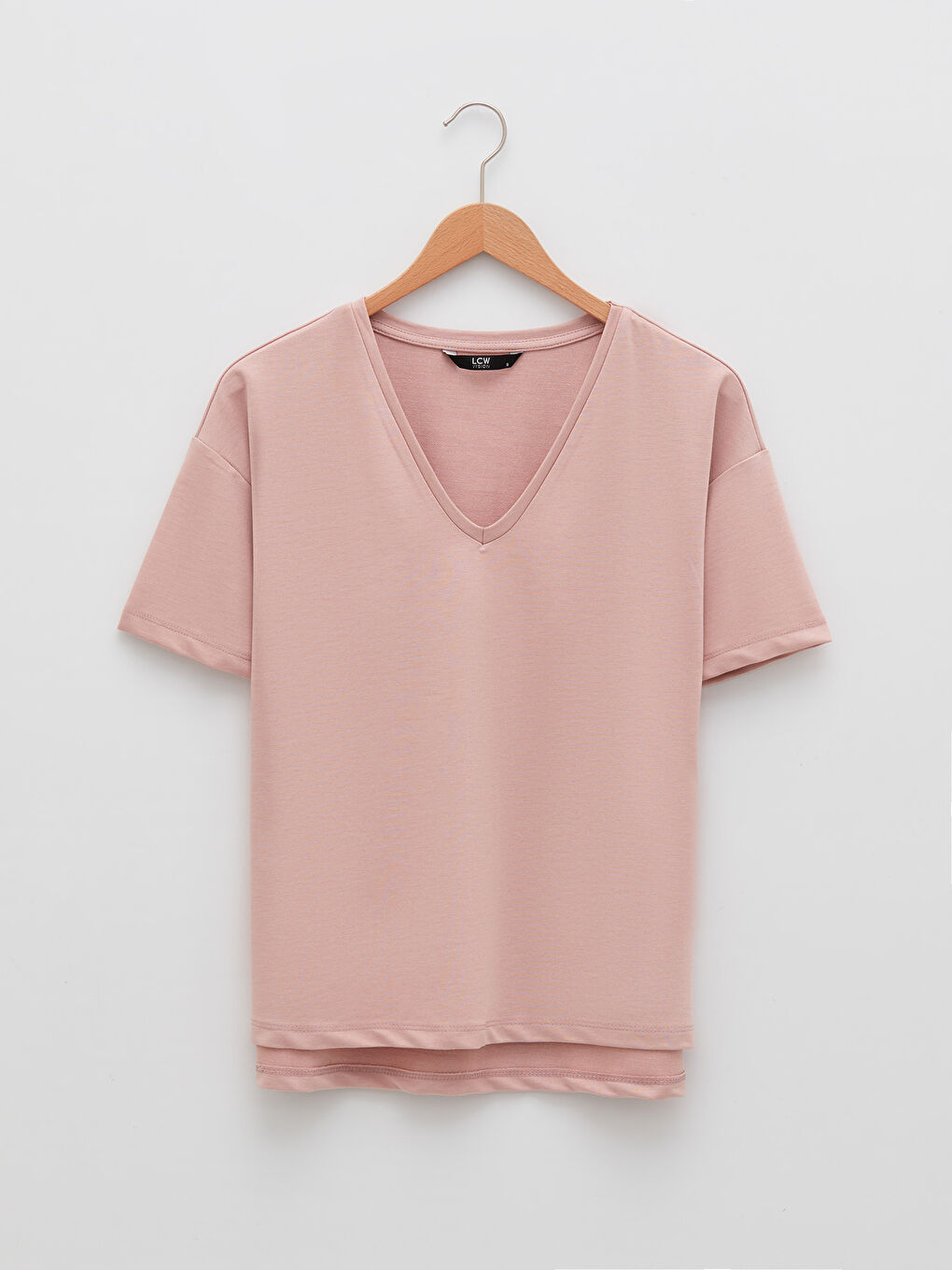 V-Neck Plain Short Sleeve Women's T-Shirt-5