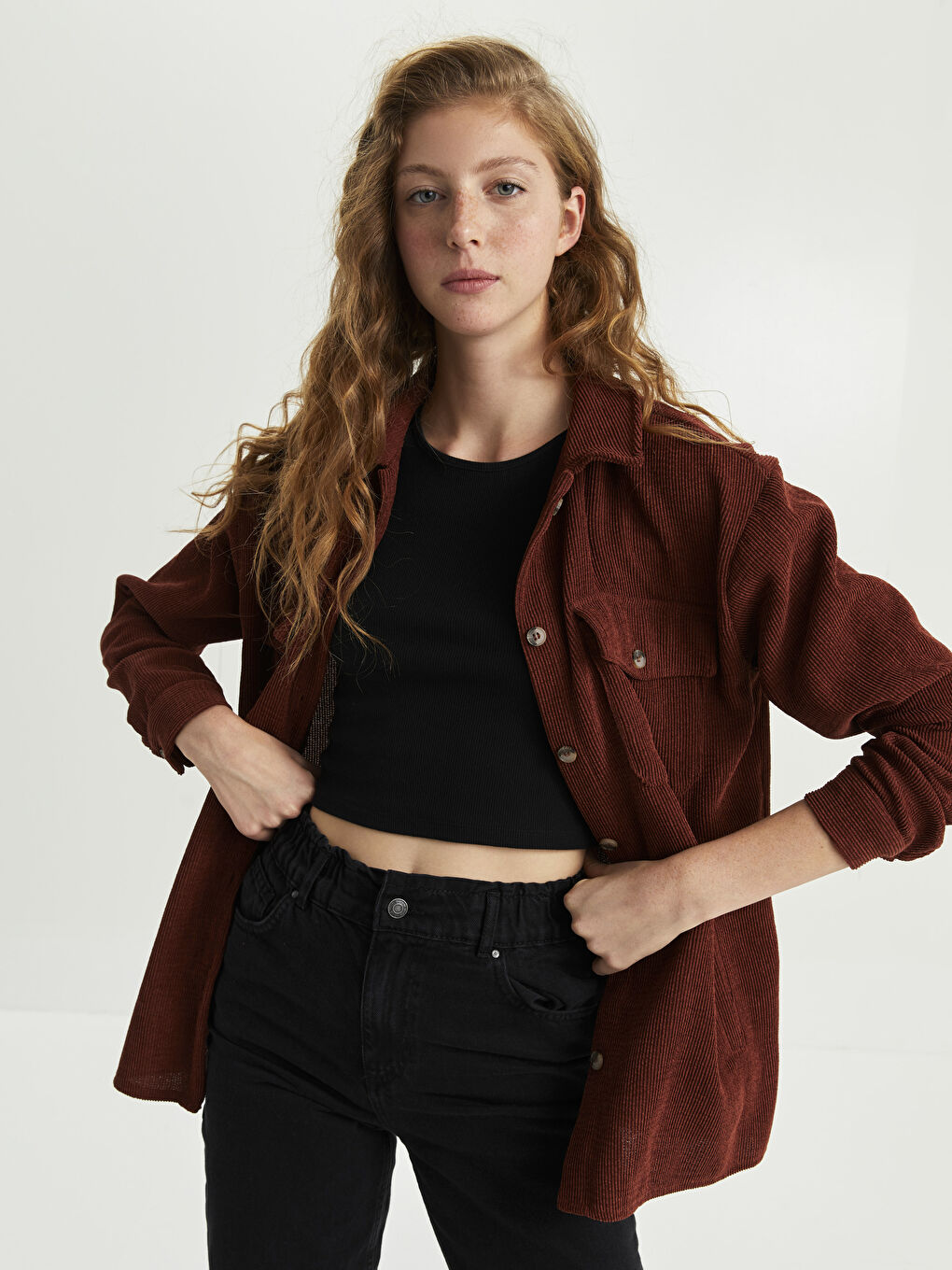 XSIDE Buttoned Regular Long Sleeve Velvet Women's Shirt Jacket -S2CK66Z8-S4L