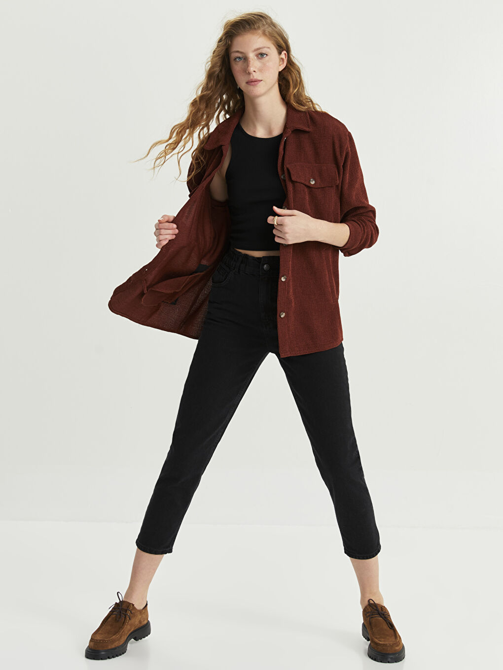 XSIDE Buttoned Regular Long Sleeve Velvet Women's Shirt Jacket -S2CK66Z8-S4L