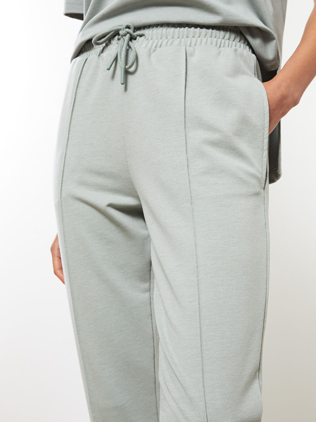 بنطلون رياضي سادة بخصر مرن للسيدات-4