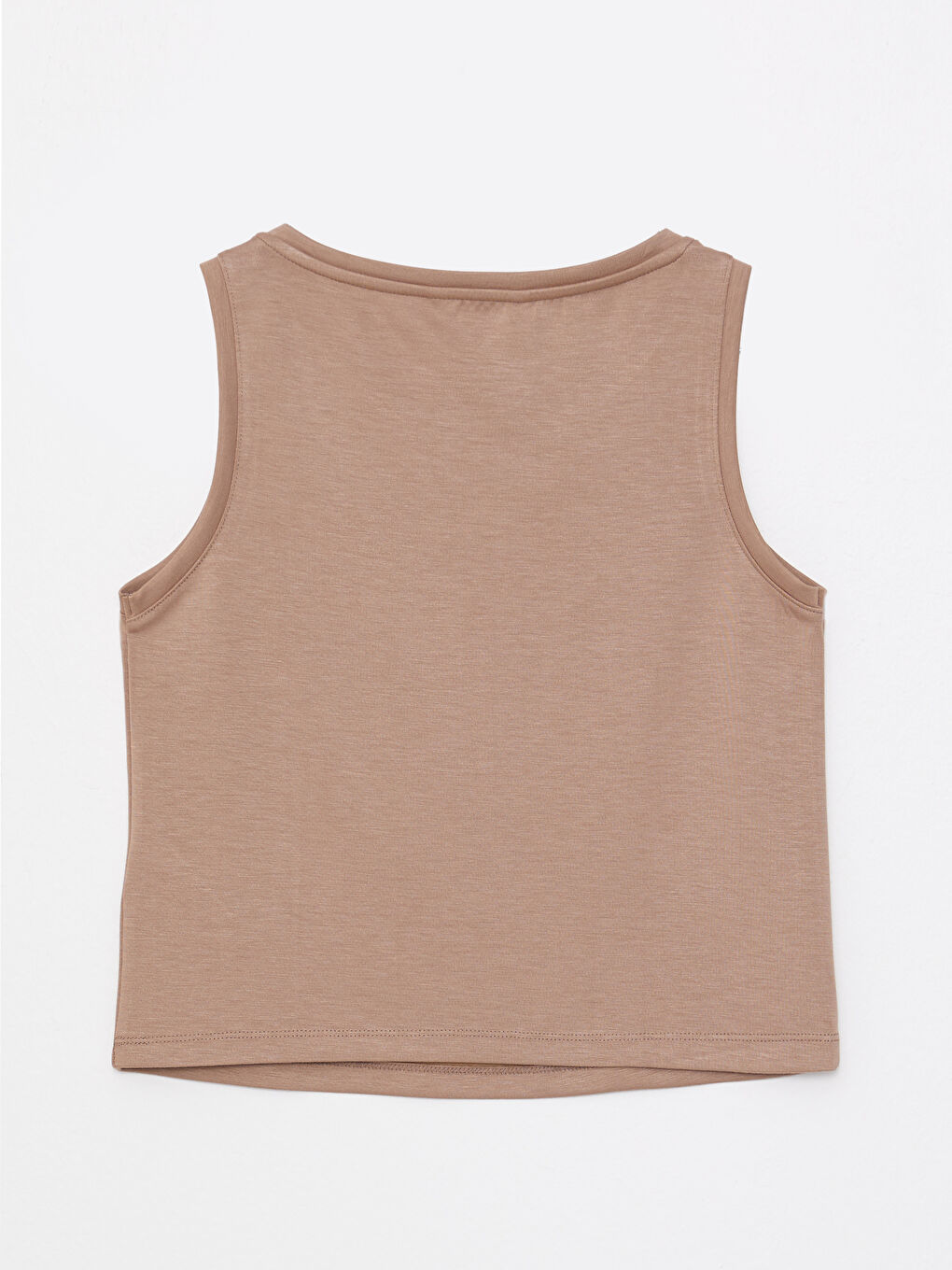 Bej Kadın Bisiklet Yaka Düz Atlet-6