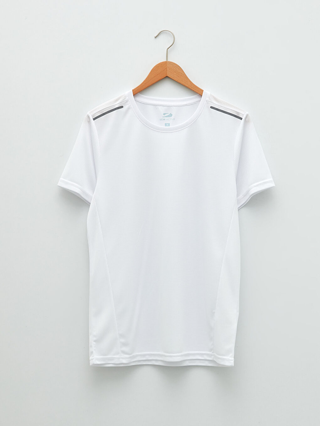 Beyaz Bisiklet Yaka Kısa Kollu Erkek Spor Tişört-5
