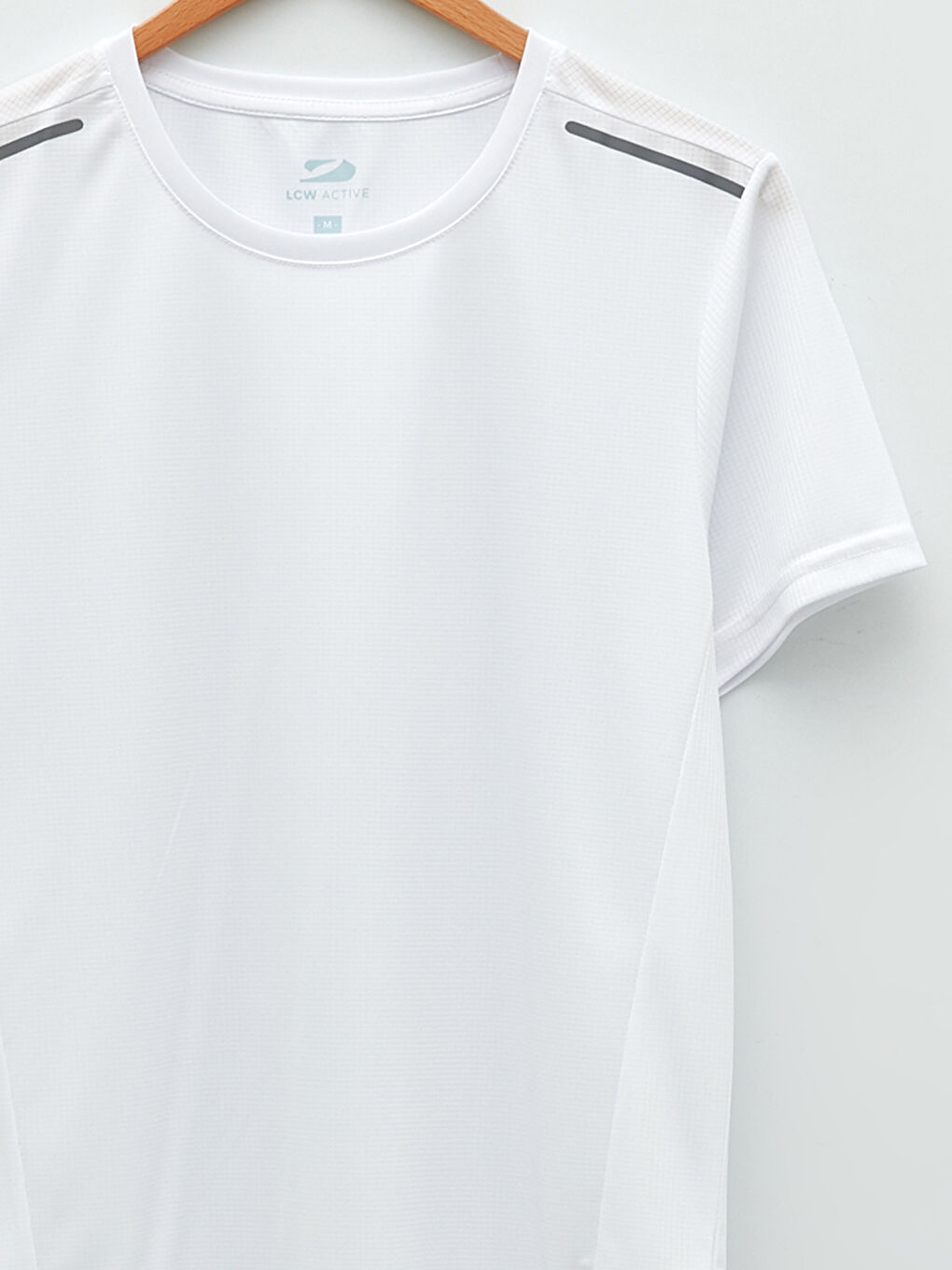 Beyaz Bisiklet Yaka Kısa Kollu Erkek Spor Tişört-7