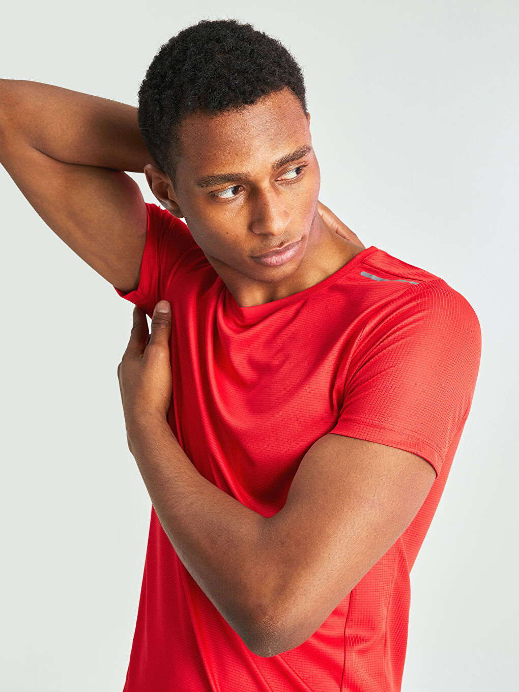 Kırmızı Bisiklet Yaka Kısa Kollu Erkek Spor Tişört