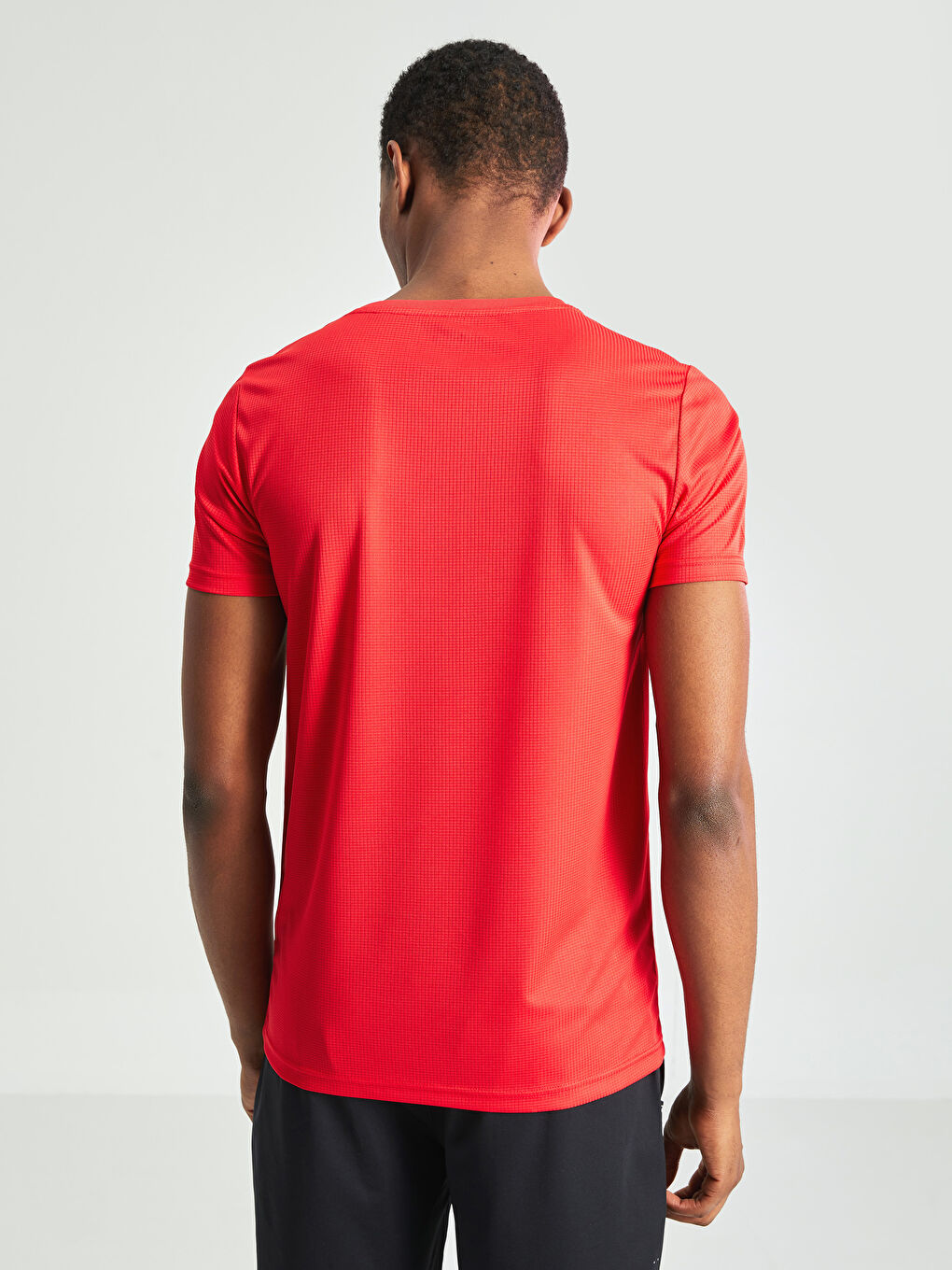 Kırmızı Bisiklet Yaka Kısa Kollu Erkek Spor Tişört-4