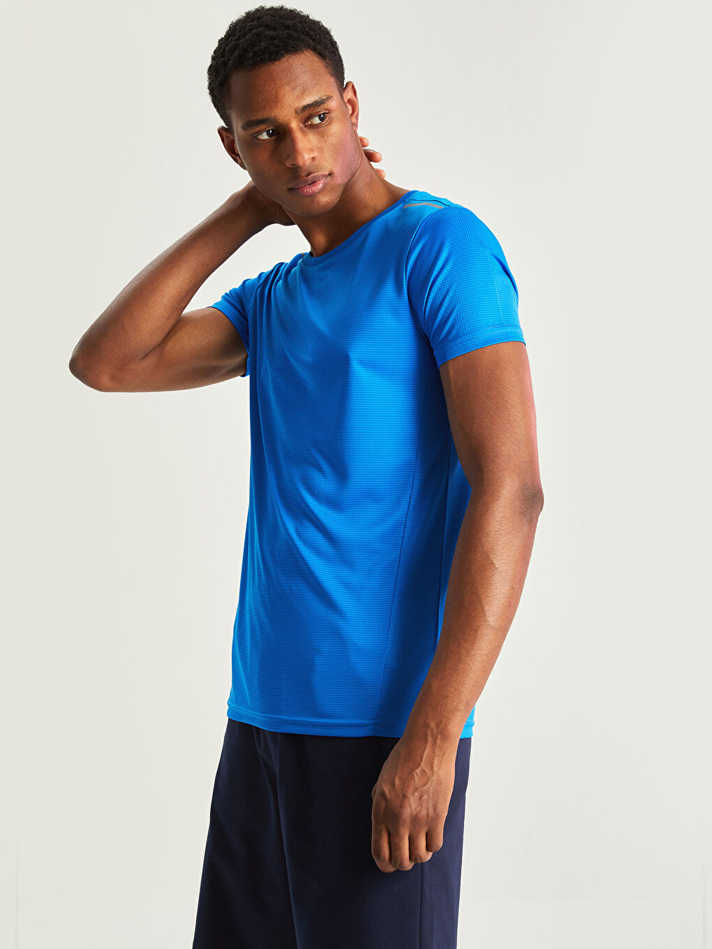 Mavi Bisiklet Yaka Kısa Kollu Erkek Spor Tişört-1