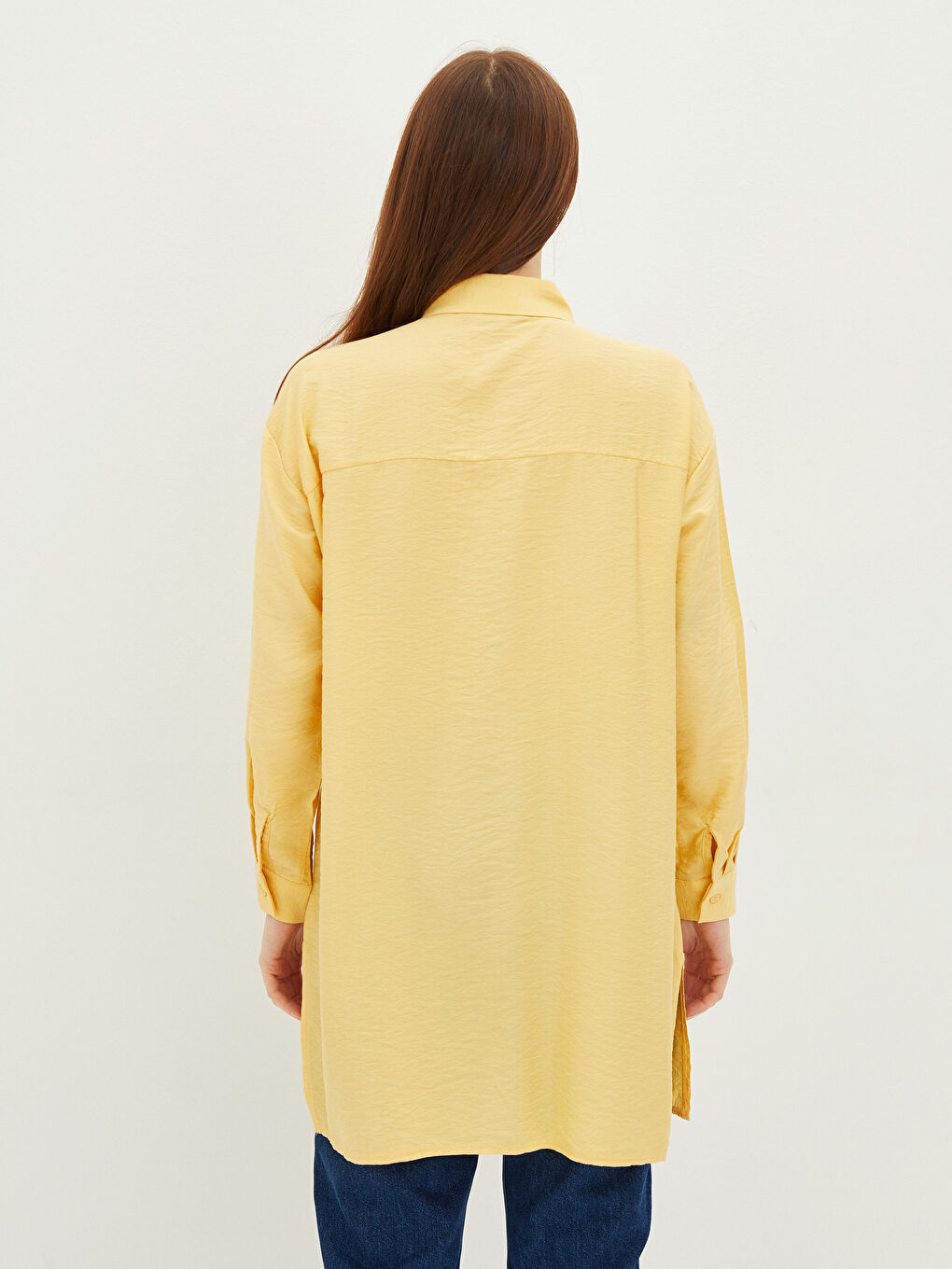 Plain Long Sleeve Oversize Women's Shirt Tunic-3