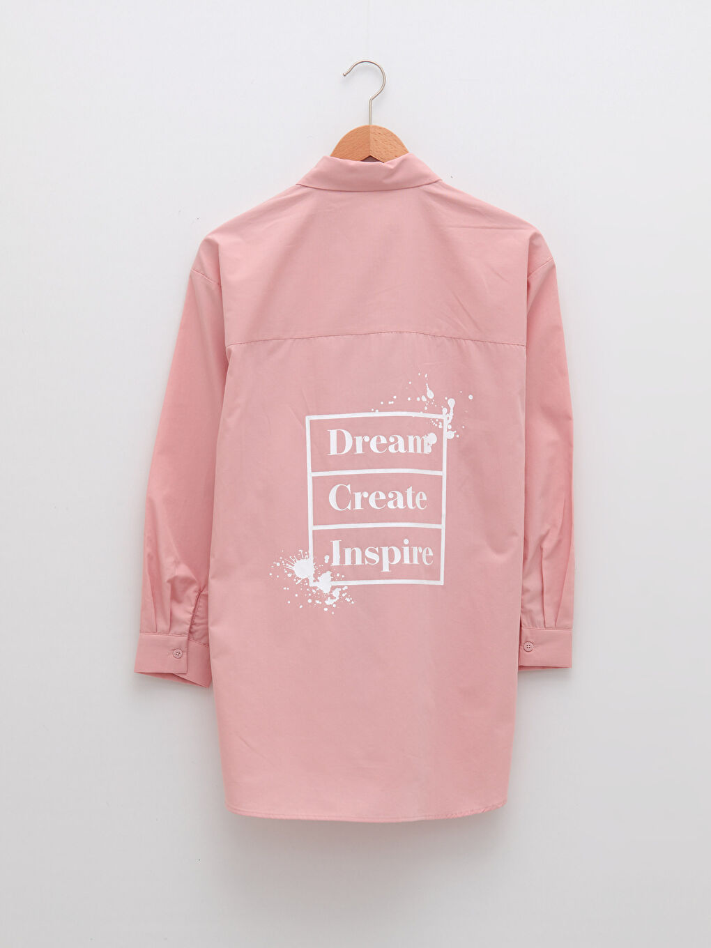 قميص تونيك بوبلين مطبوع كم طويل للسيدات-5