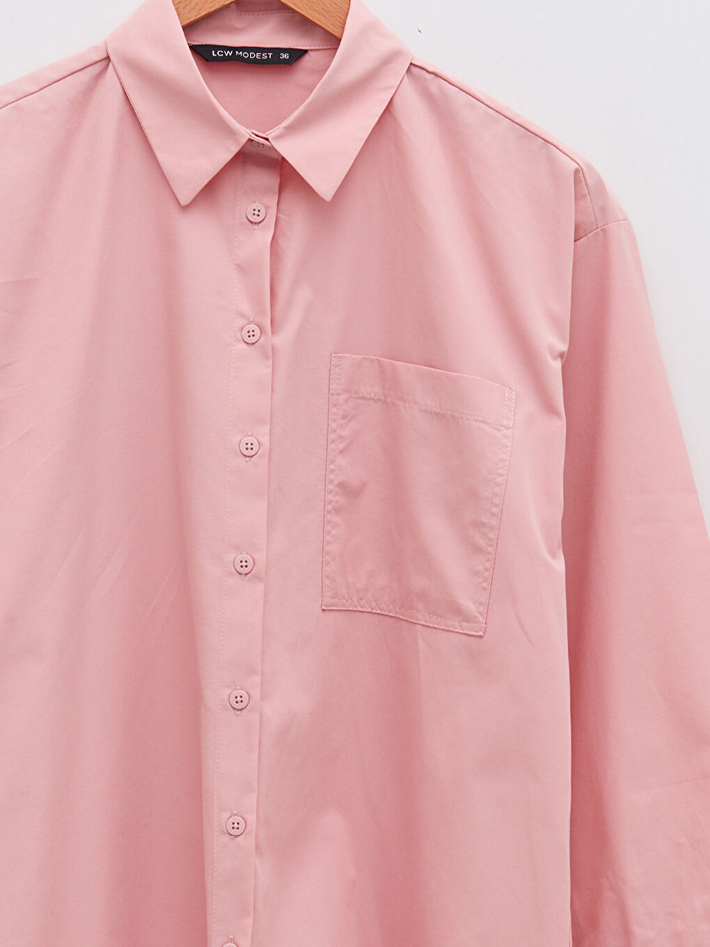 قميص تونيك بوبلين مطبوع كم طويل للسيدات-6