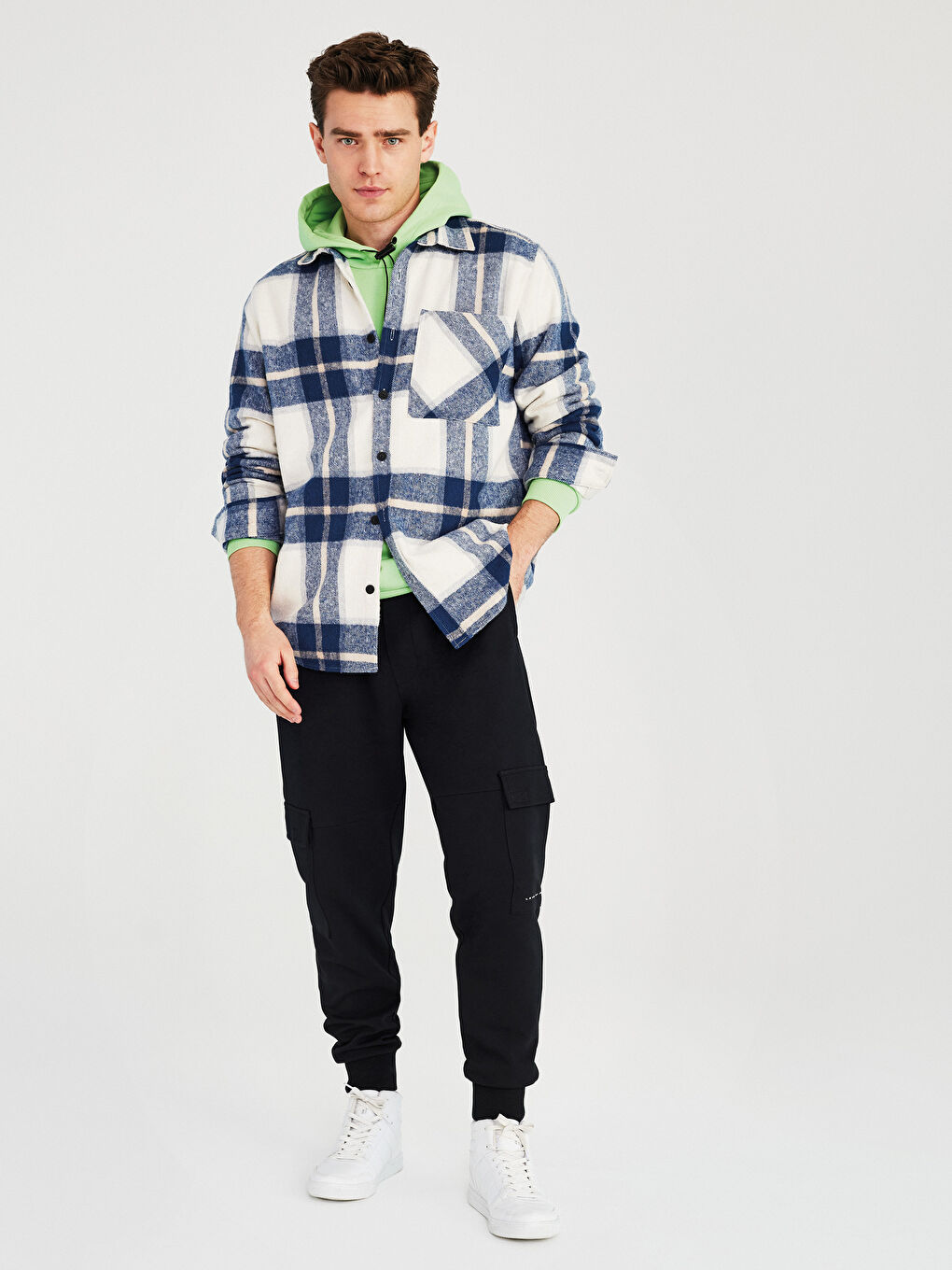 Lacivert Slim Fit Erkek Kargo Pantolon